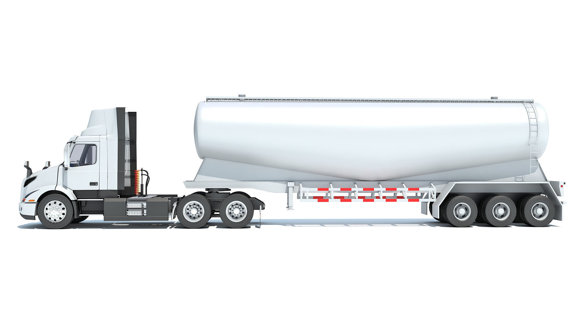 Semi Truck with Tank Trailer 3D model_1