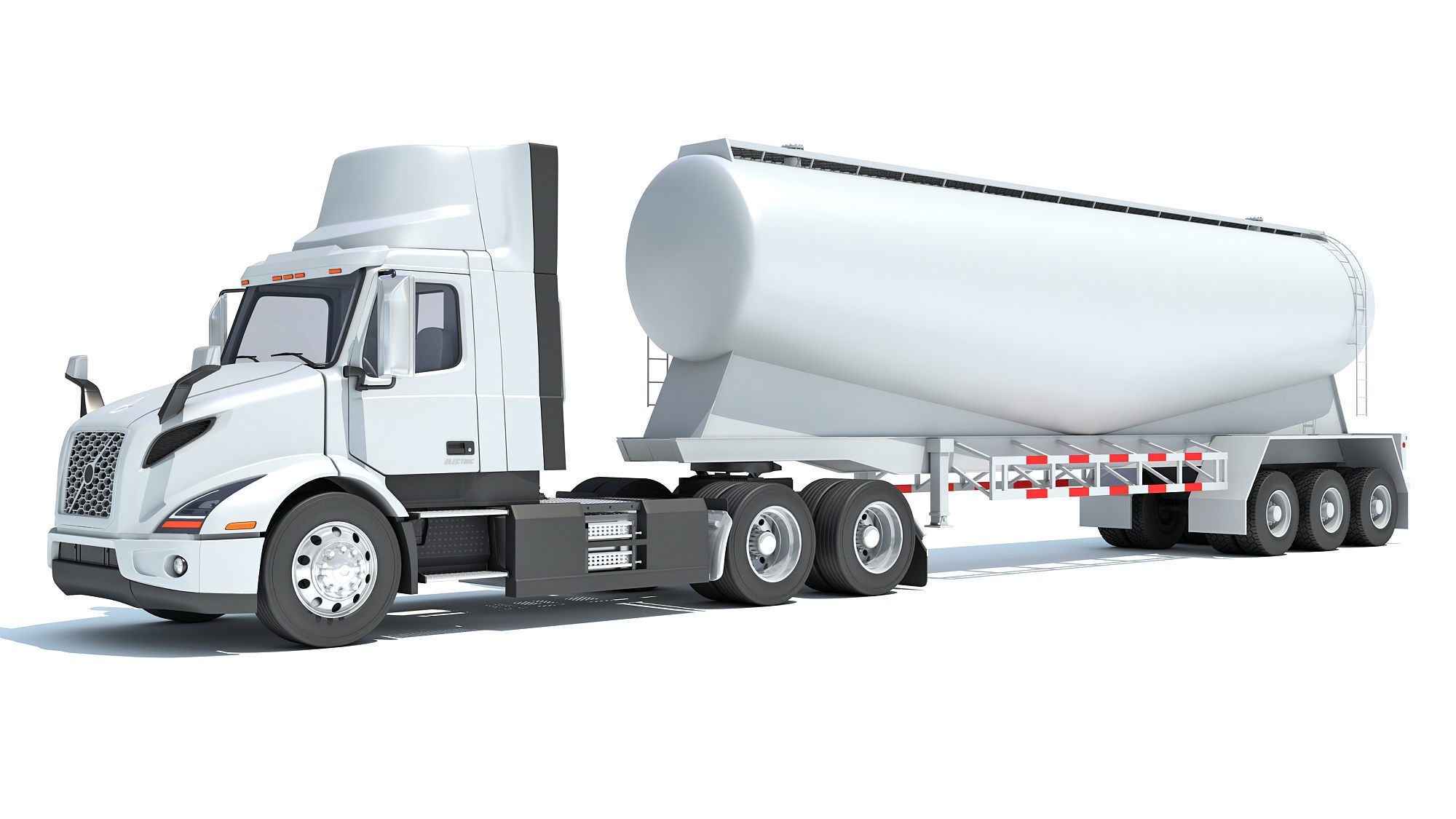 Semi Truck with Tank Trailer 3D model_8