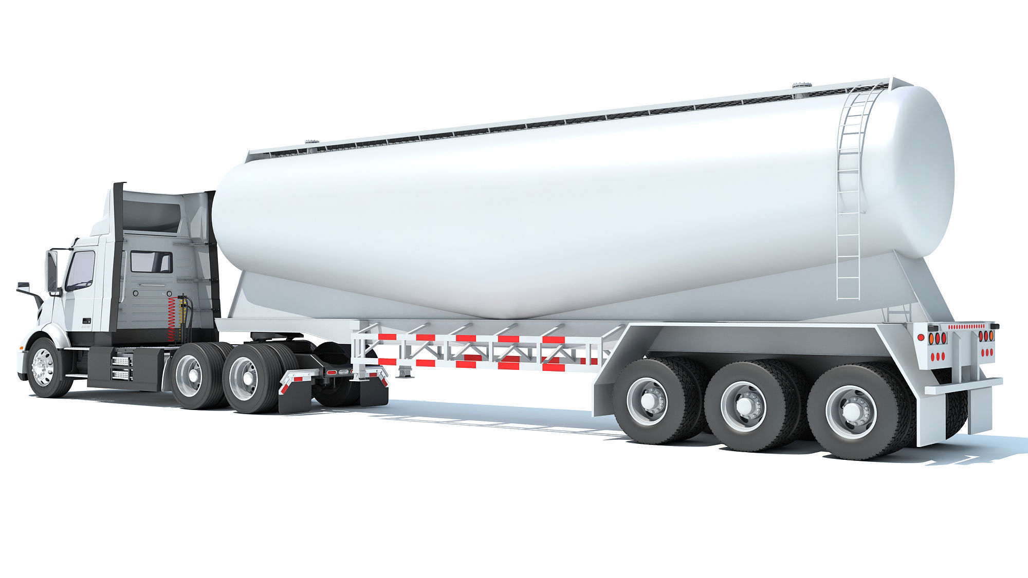 Semi Truck with Tank Trailer 3D model_2