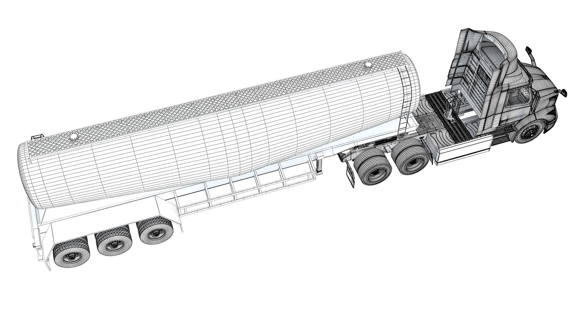 Semi Truck with Tank Trailer 3D model_19