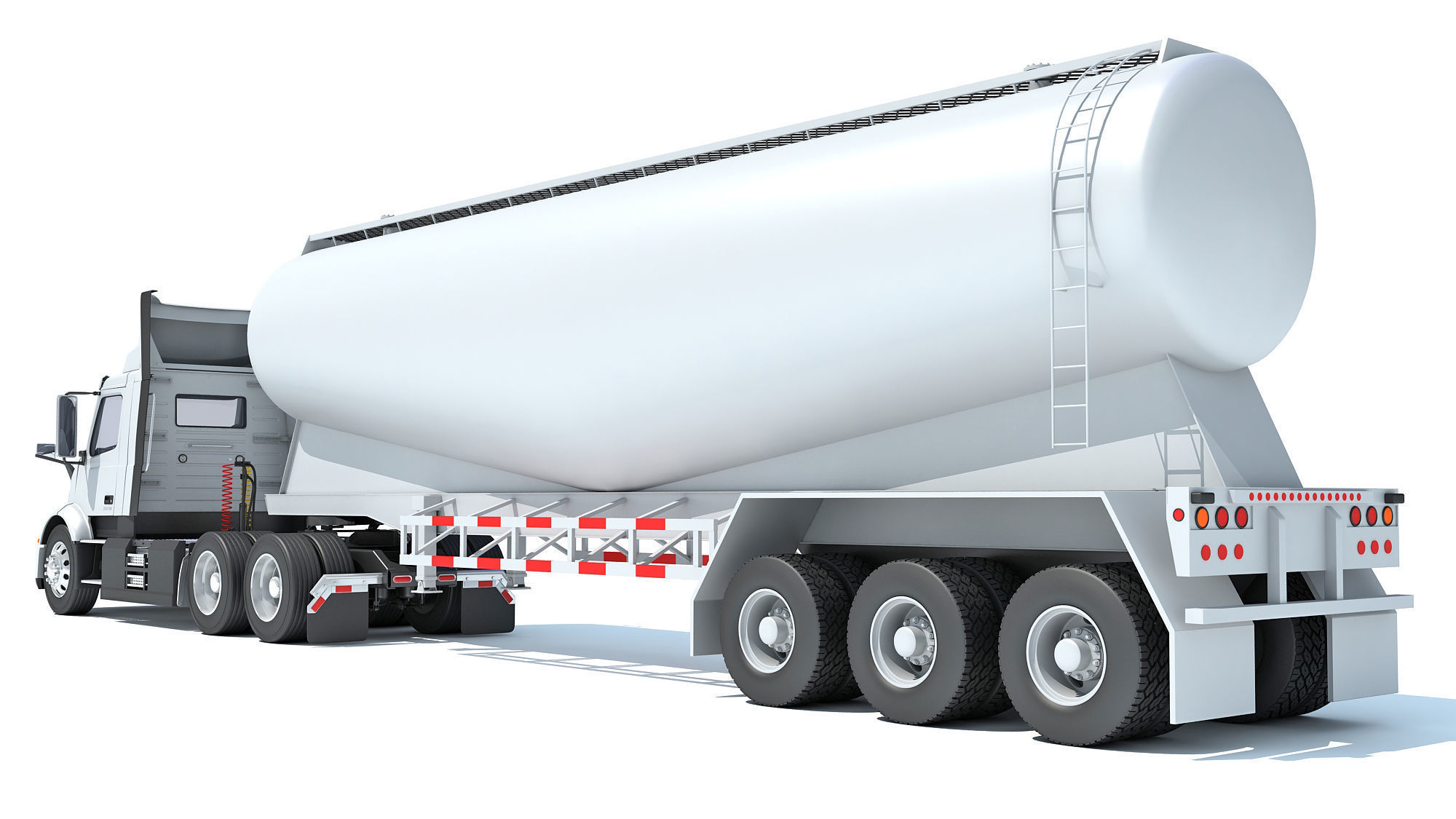 Semi Truck with Tank Trailer 3D model_3