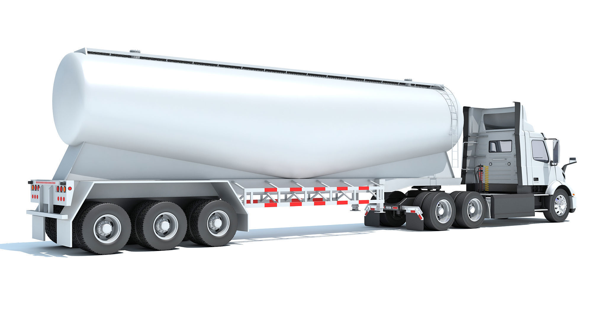 Semi Truck with Tank Trailer 3D model_4