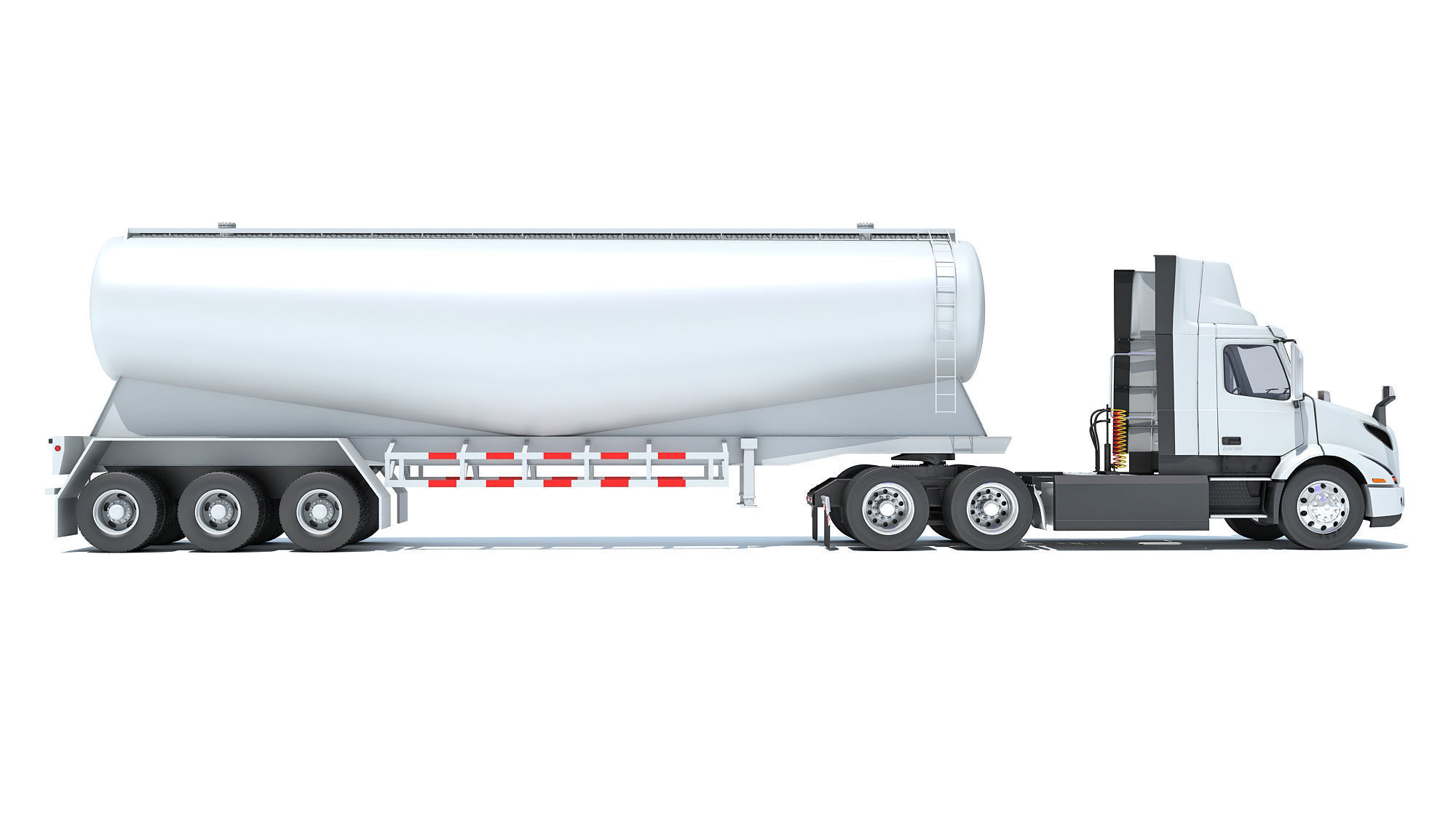 Semi Truck with Tank Trailer 3D model_5