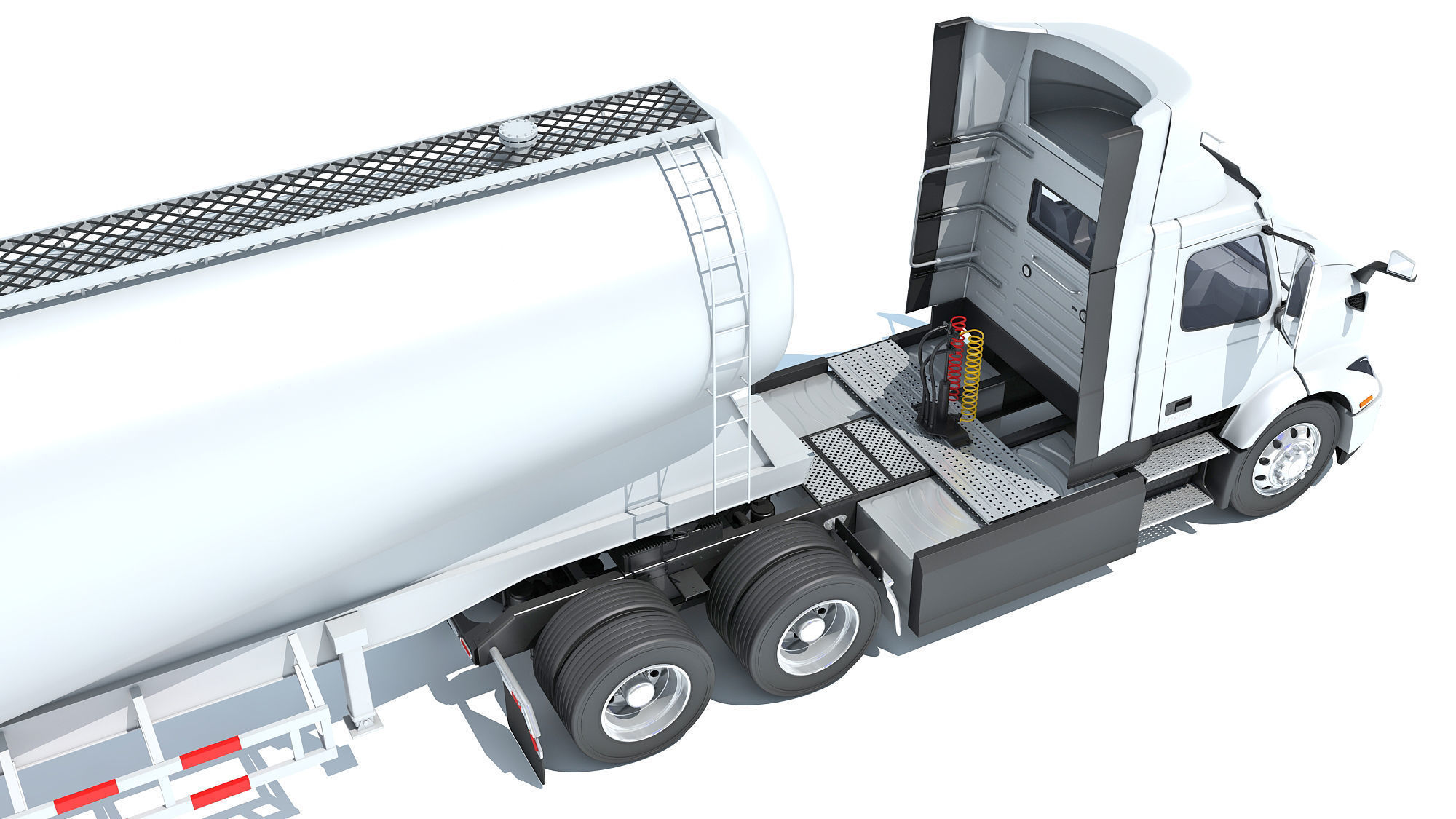 Semi Truck with Tank Trailer 3D model_16