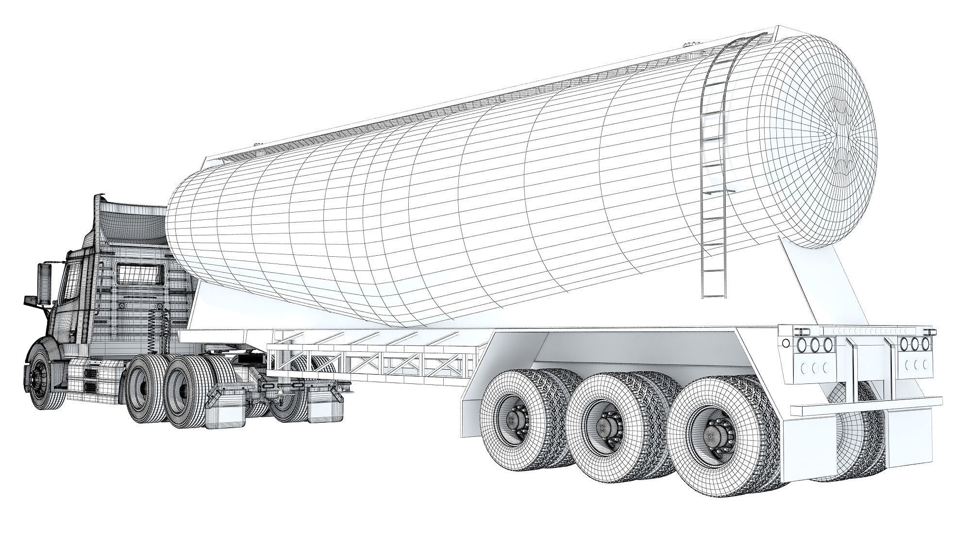 Semi Truck with Tank Trailer 3D model_18