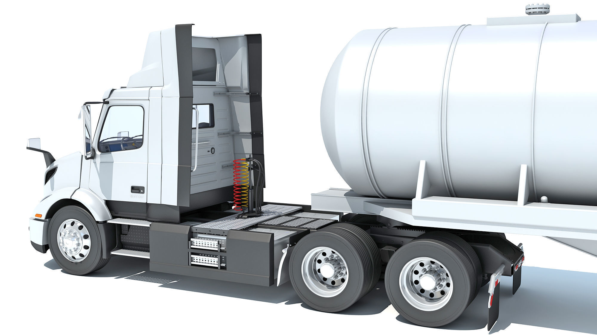 Truck with Tank Semi Trailer 3D model_13