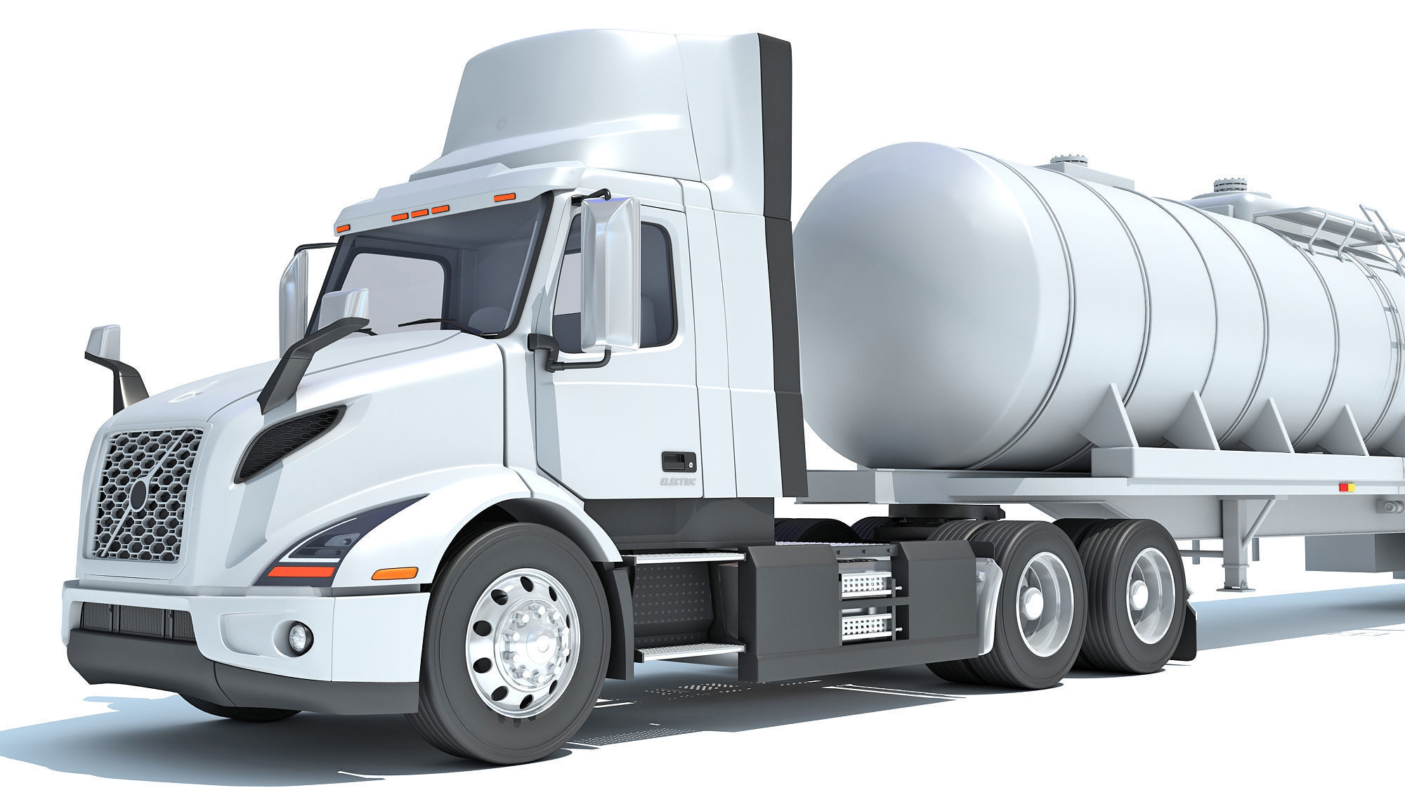 Truck with Tank Semi Trailer 3D model_12
