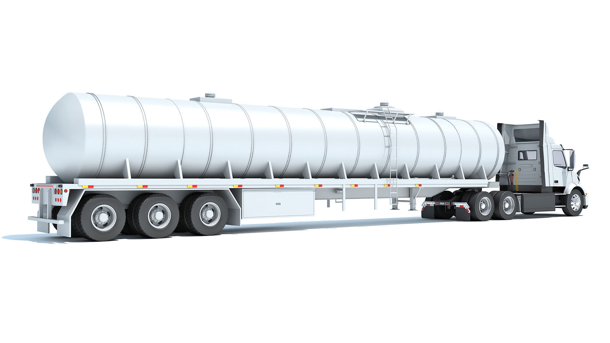 Truck with Tank Semi Trailer 3D model_4