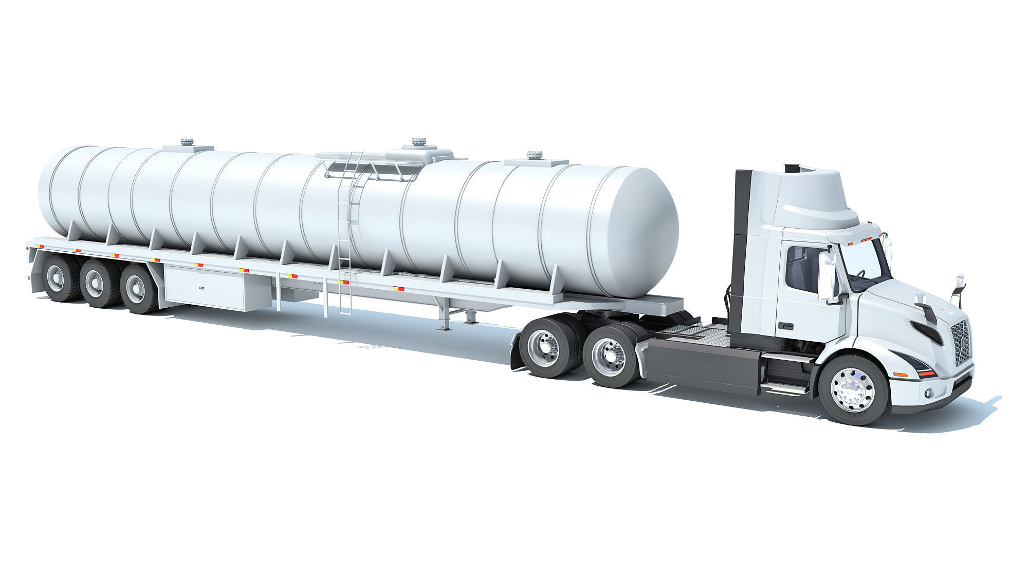 Truck with Tank Semi Trailer 3D model_7