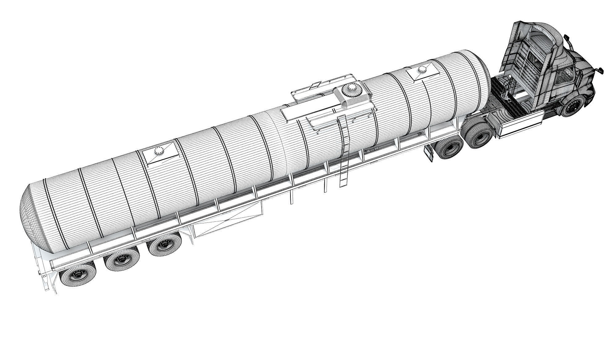 Truck with Tank Semi Trailer 3D model_18