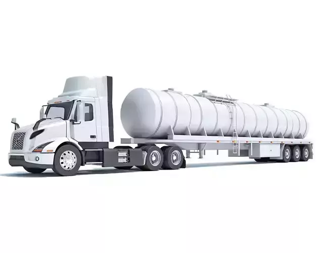 Truck with Tank Semi Trailer 3D model