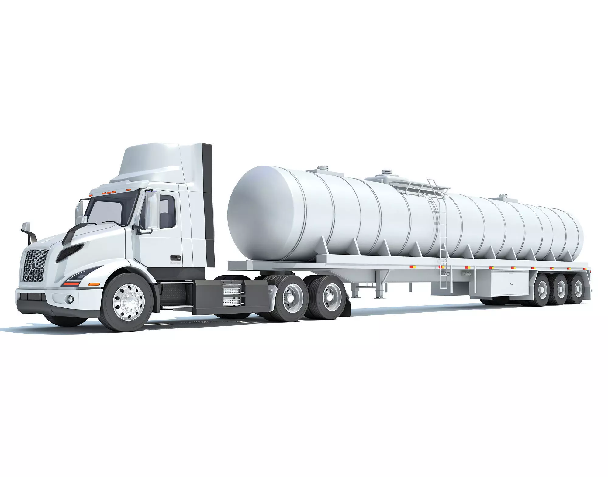 Truck with Tank Semi Trailer 3D model_0