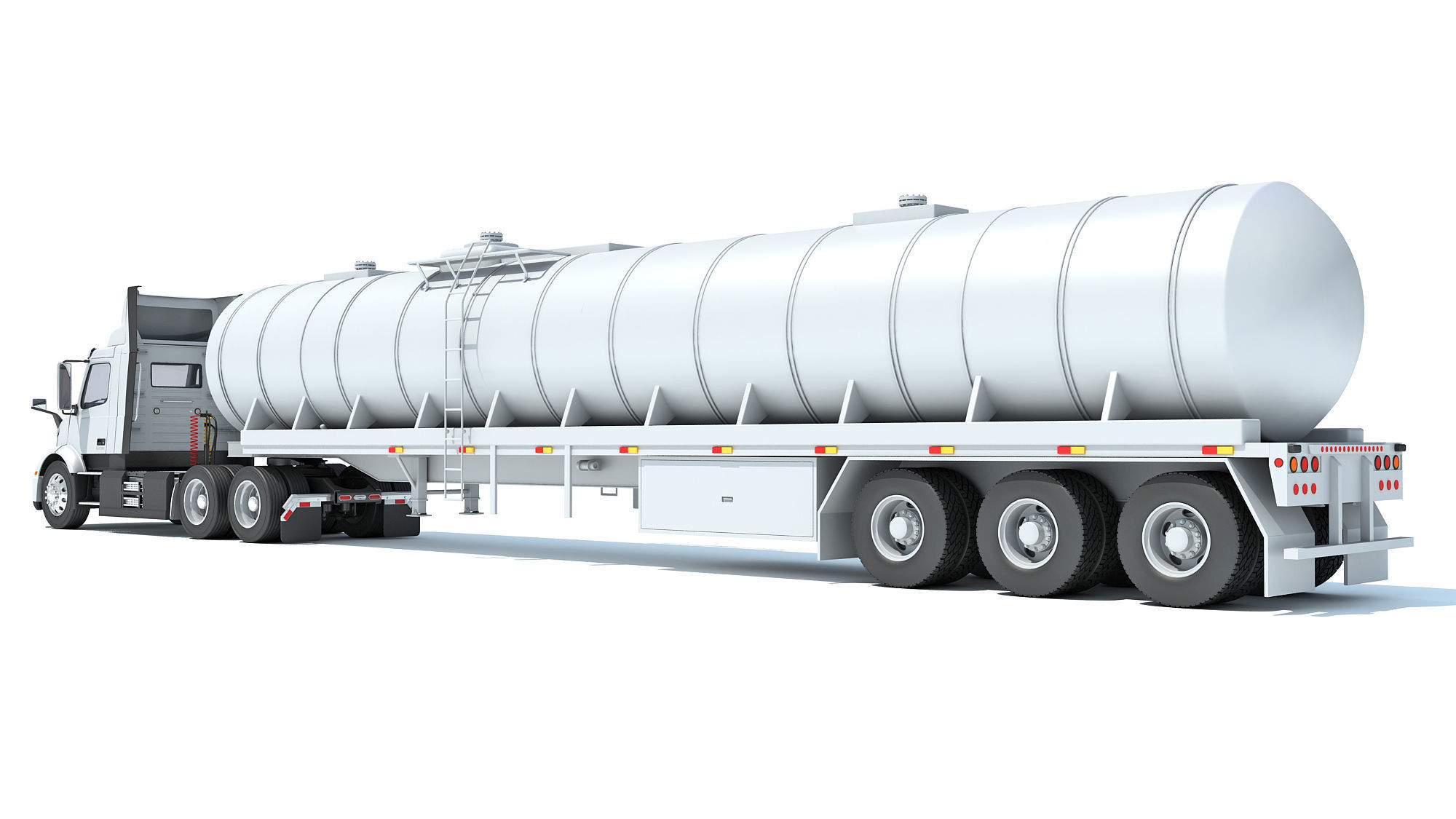Truck with Tank Semi Trailer 3D model_2