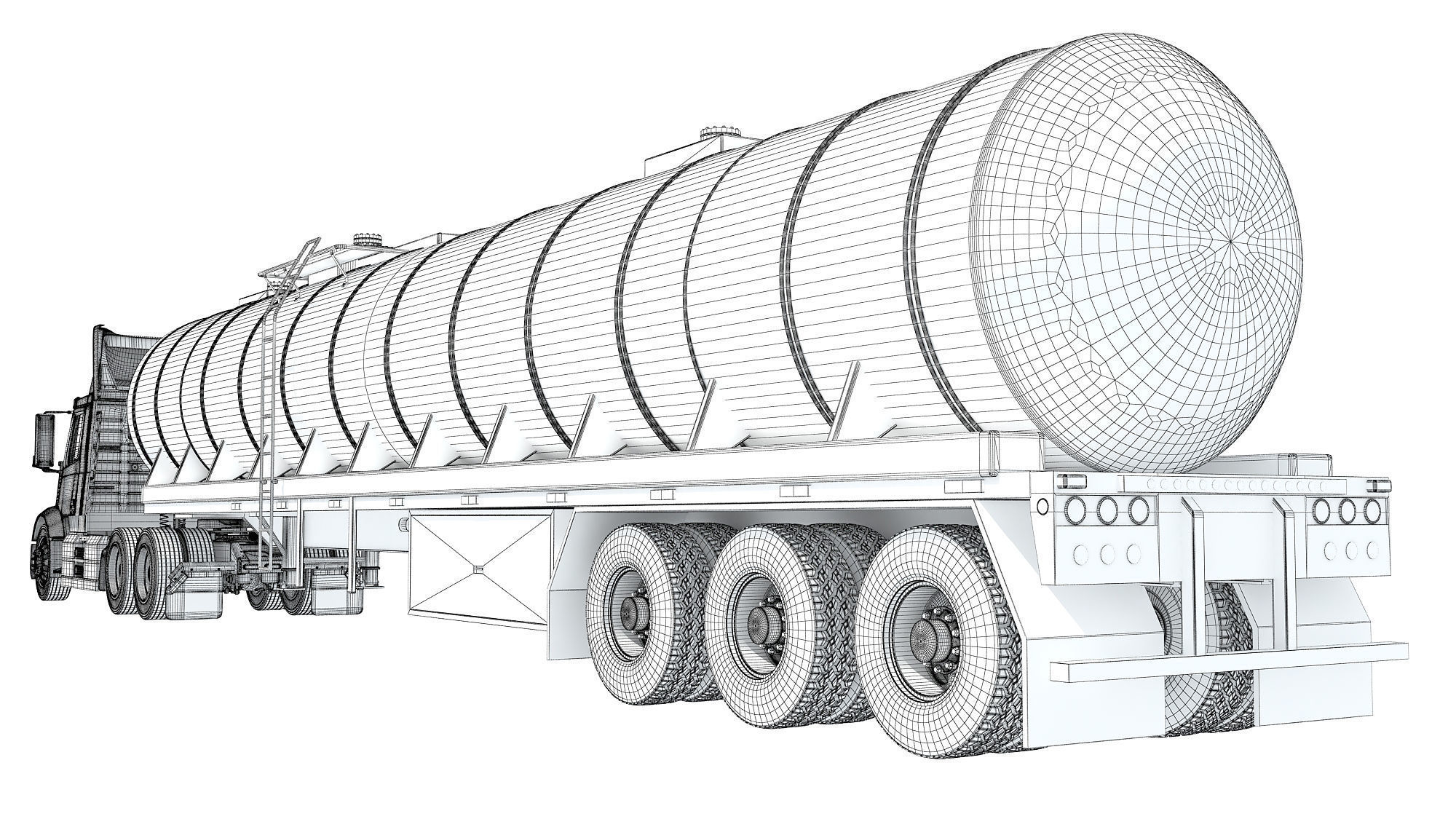 Truck with Tank Semi Trailer 3D model_17