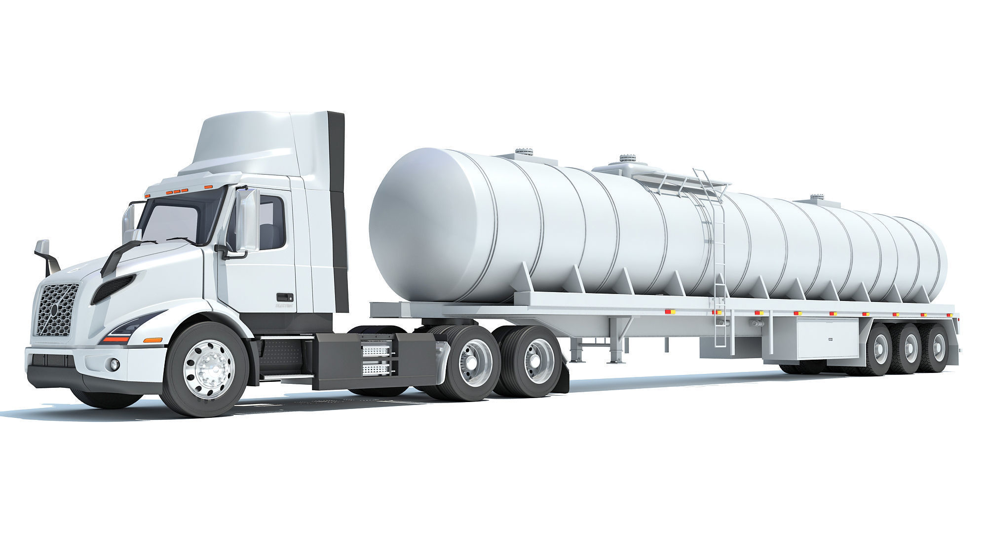 Truck with Tank Semi Trailer 3D model_8