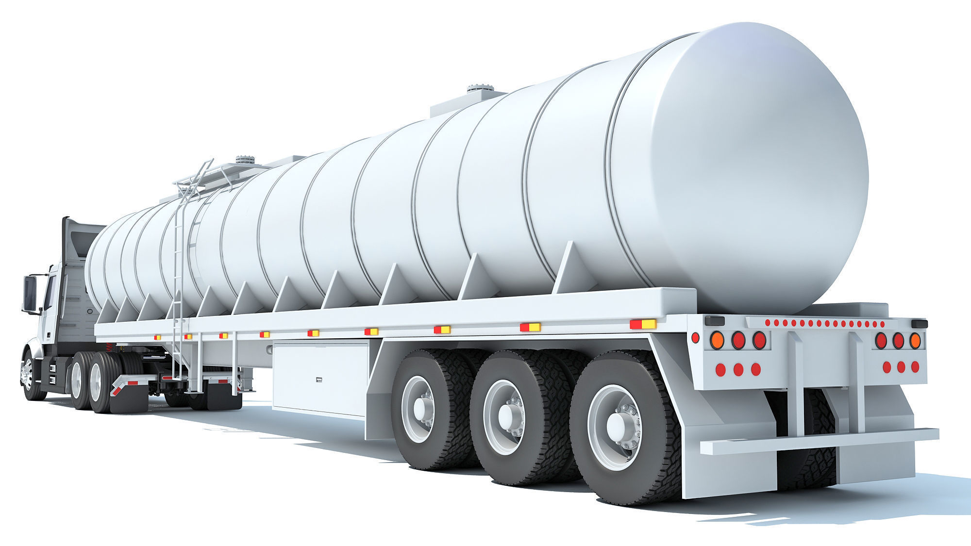 Truck with Tank Semi Trailer 3D model_3