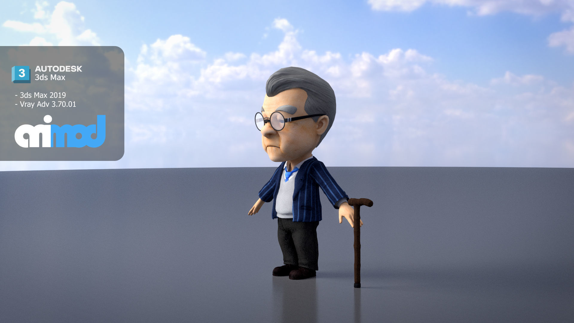 Elderly Man 3D model_2