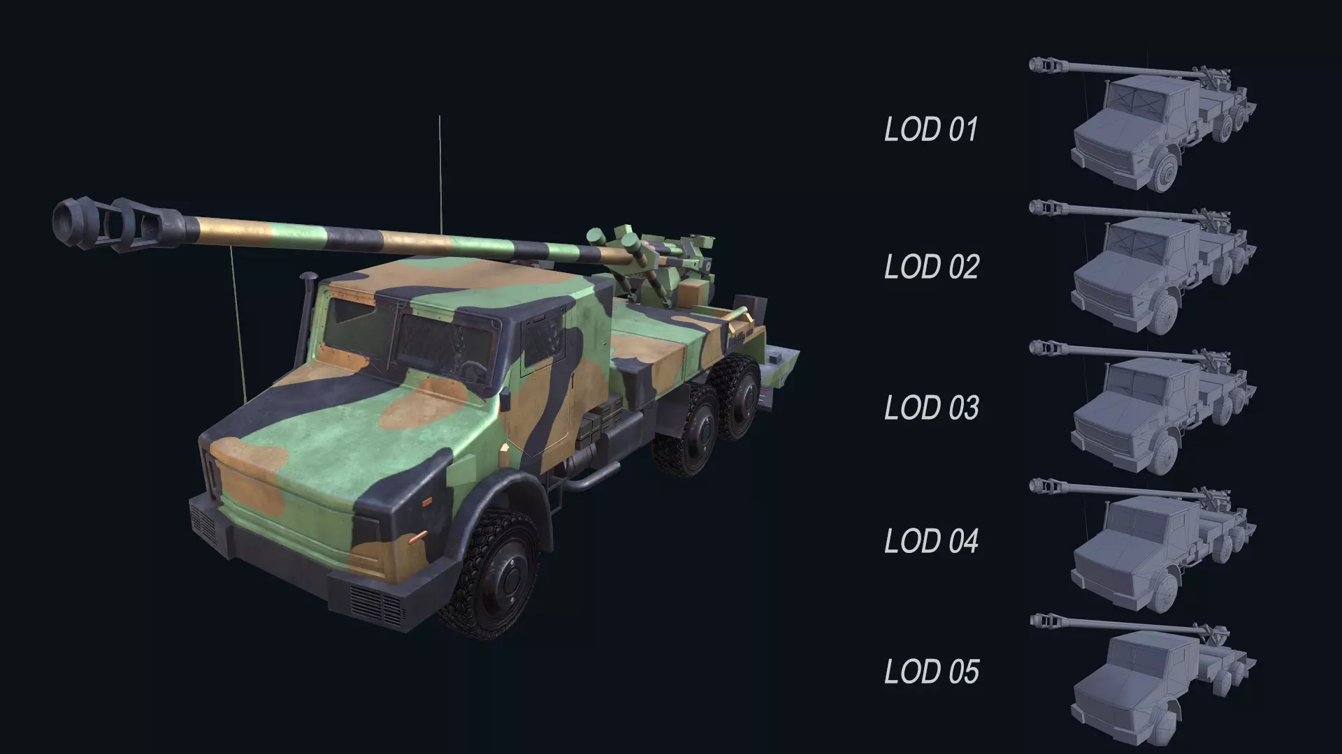 Asset - Army - CAESAR SP Howitzer 3D Model Realistic Low-poly 3D model_0