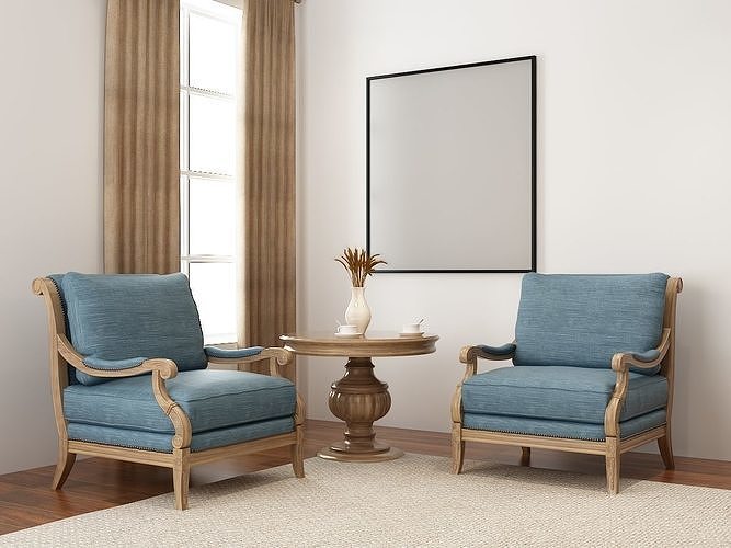 Classic room interior with chair 3D model