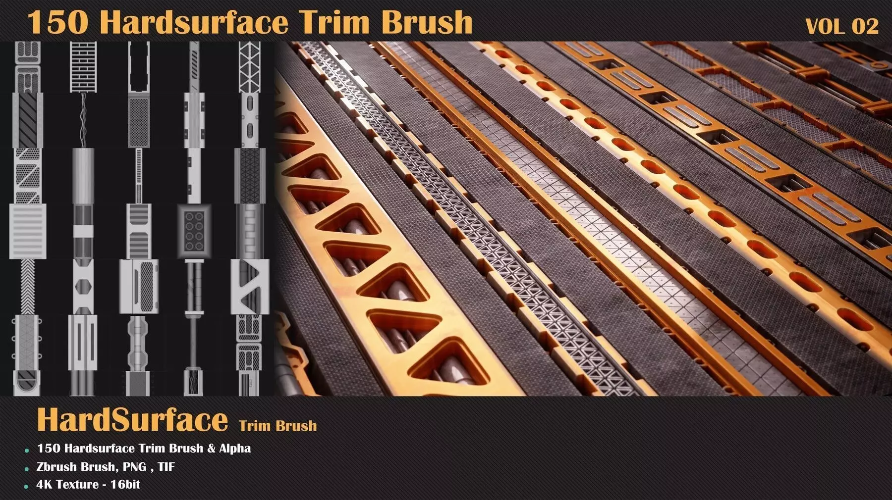 150 HardSurface Trim Brush-Vol2 Texture