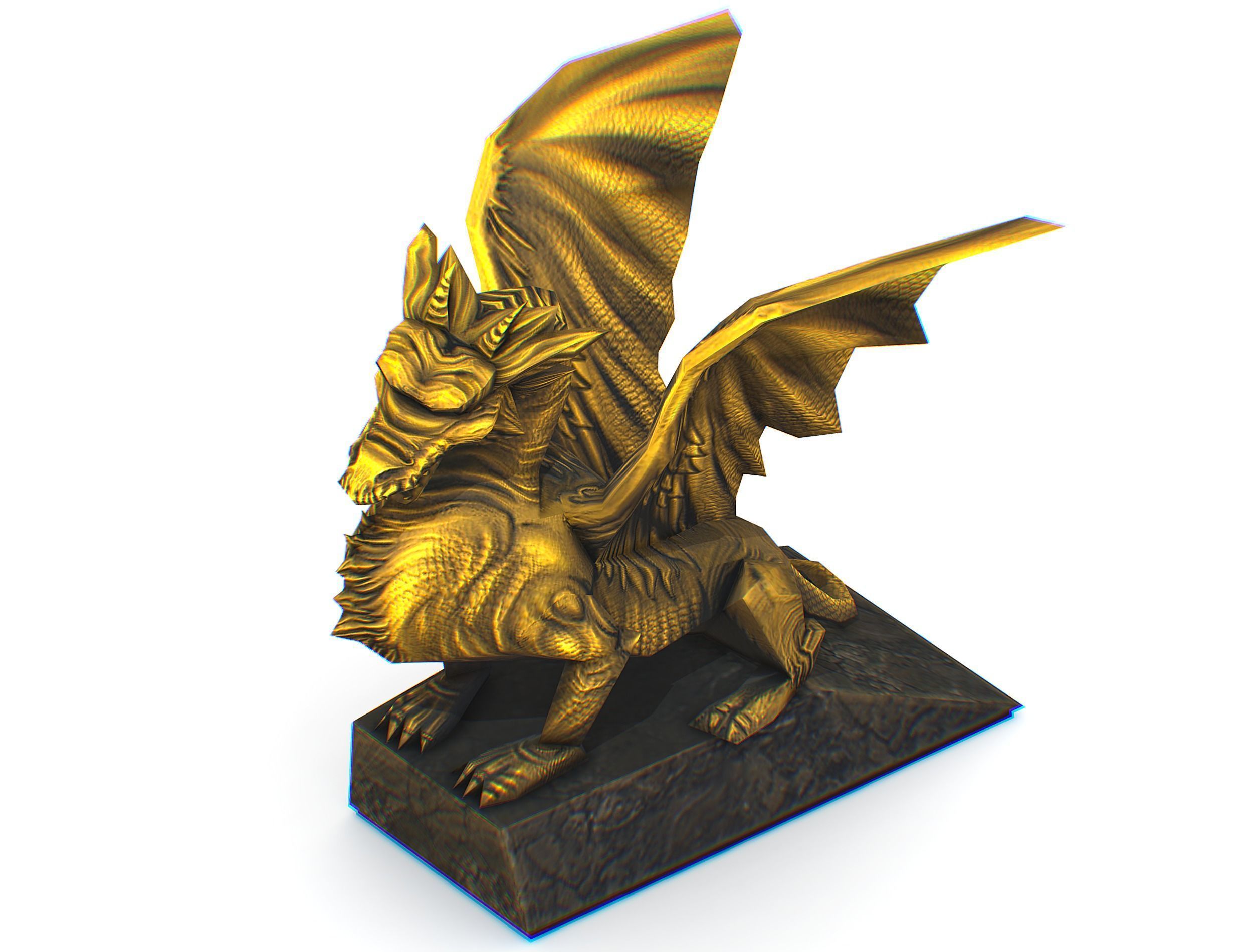 Statue Pedestal of the Golden Dragon Low-poly 3D model_26
