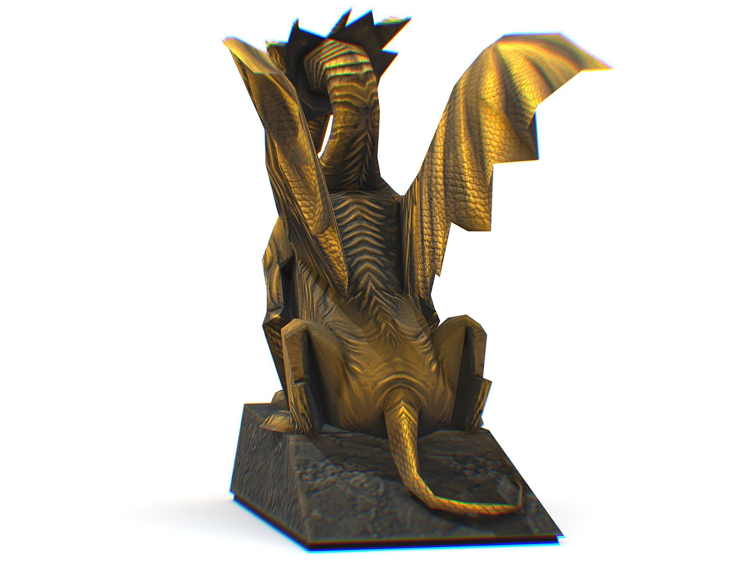 Statue Pedestal of the Golden Dragon Low-poly 3D model_17