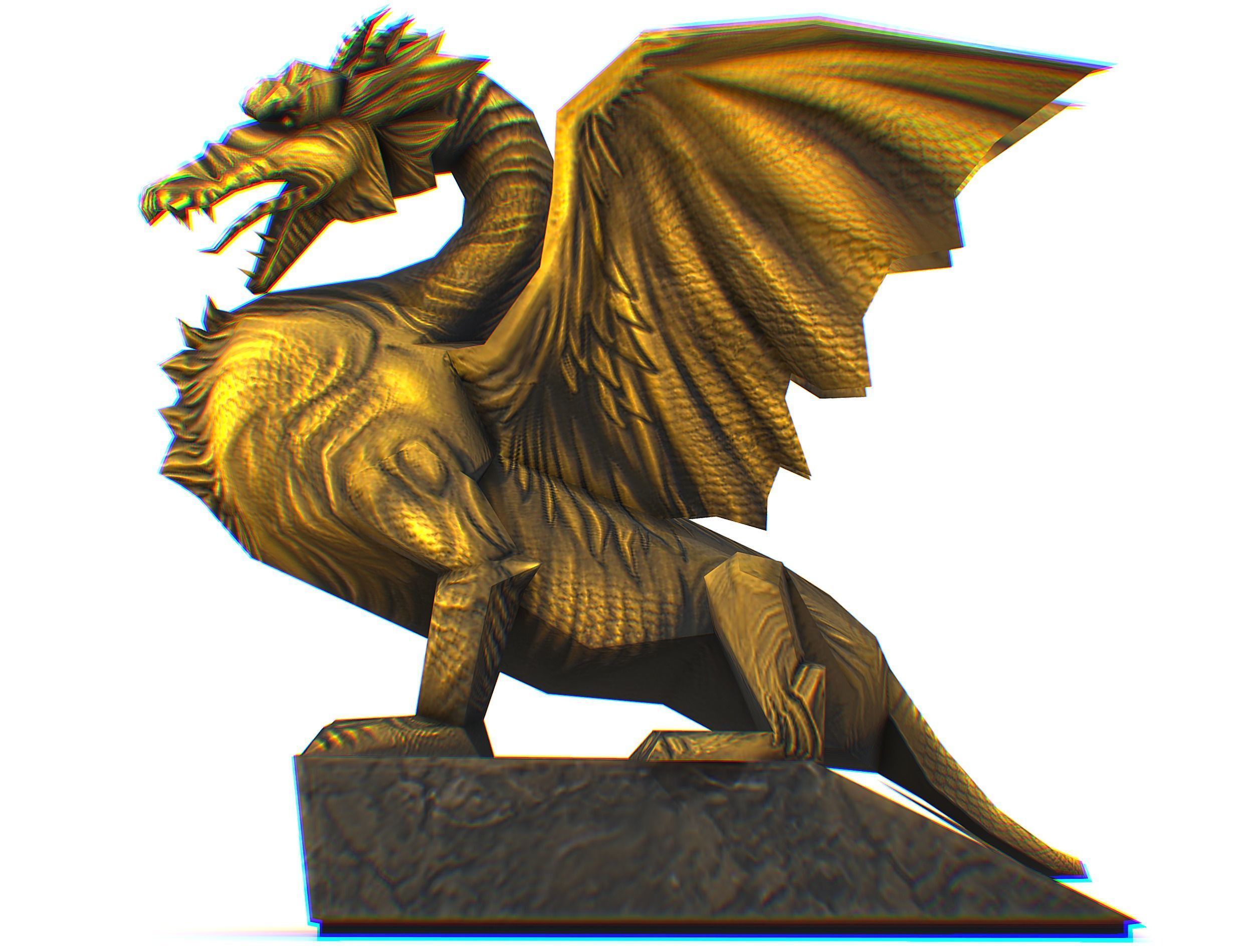 Statue Pedestal of the Golden Dragon Low-poly 3D model_22