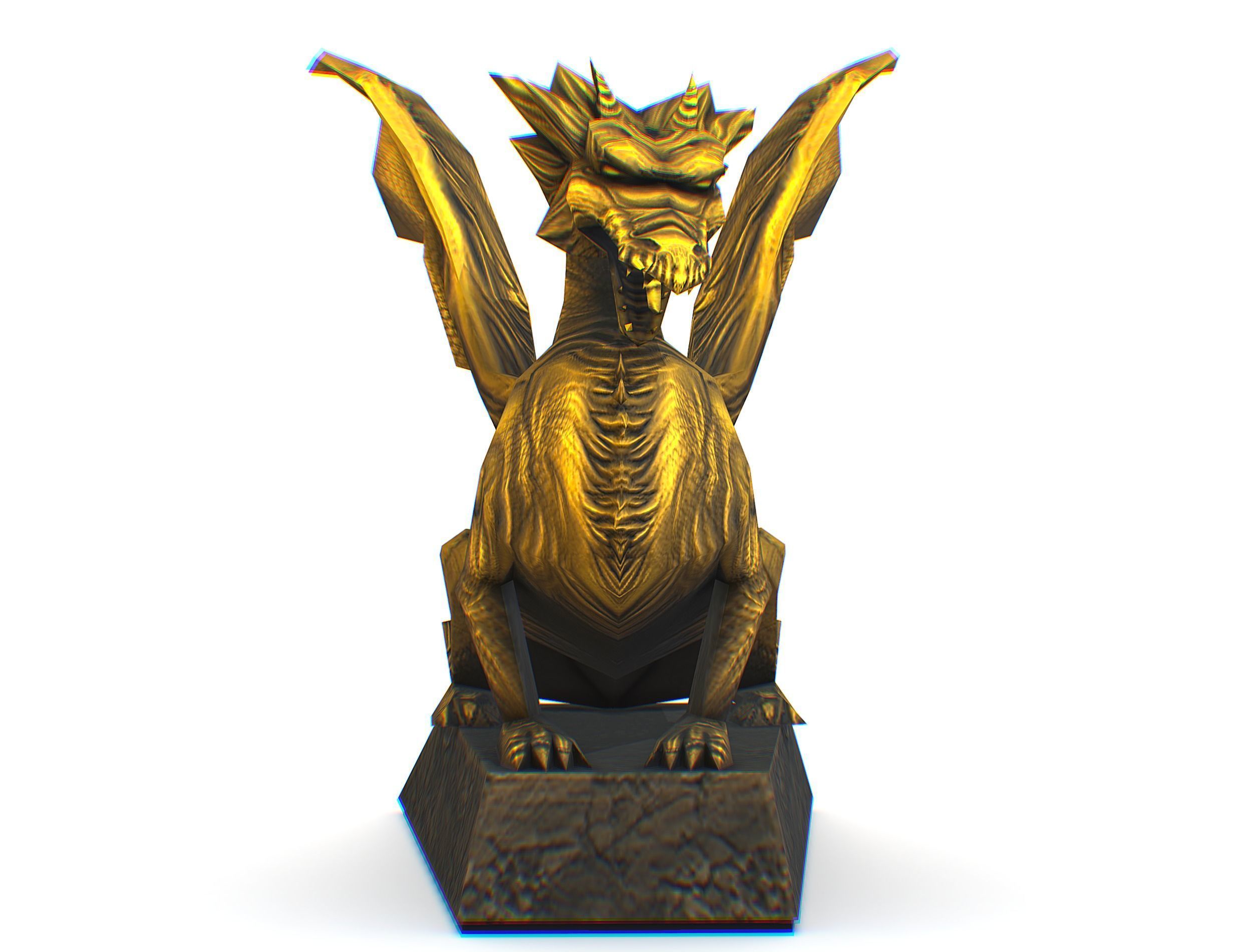 Statue Pedestal of the Golden Dragon Low-poly 3D model_4