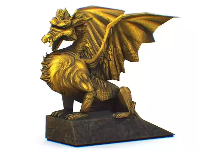Statue Pedestal of the Golden Dragon Low-poly 3D model
