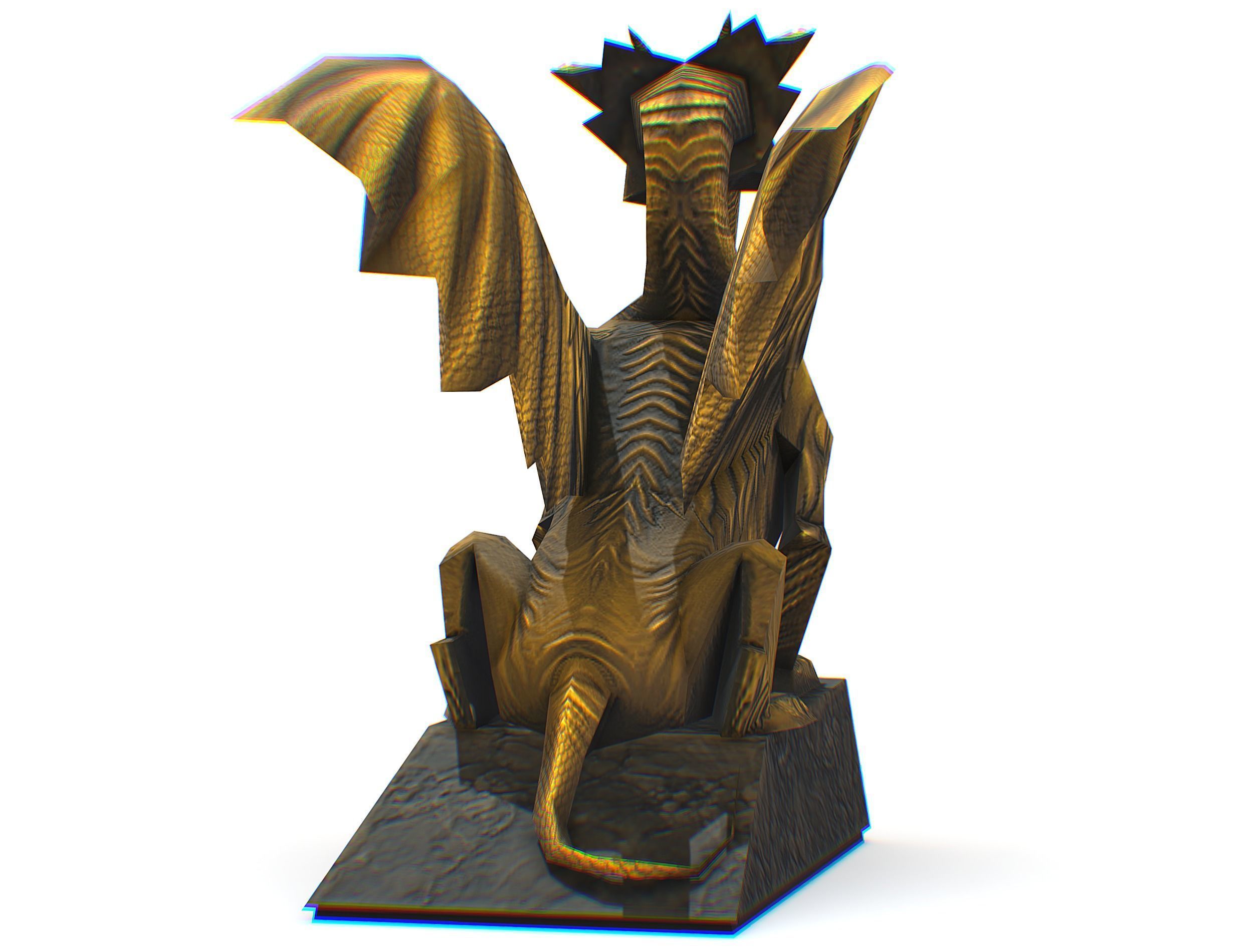 Statue Pedestal of the Golden Dragon Low-poly 3D model_15