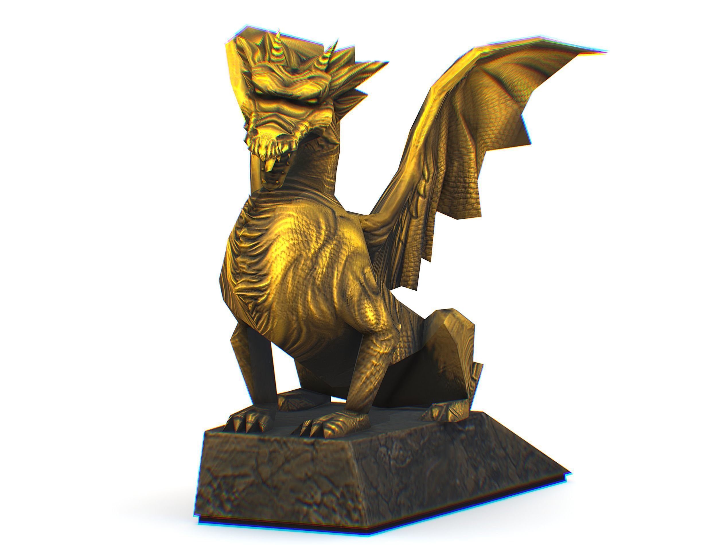 Statue Pedestal of the Golden Dragon Low-poly 3D model_2
