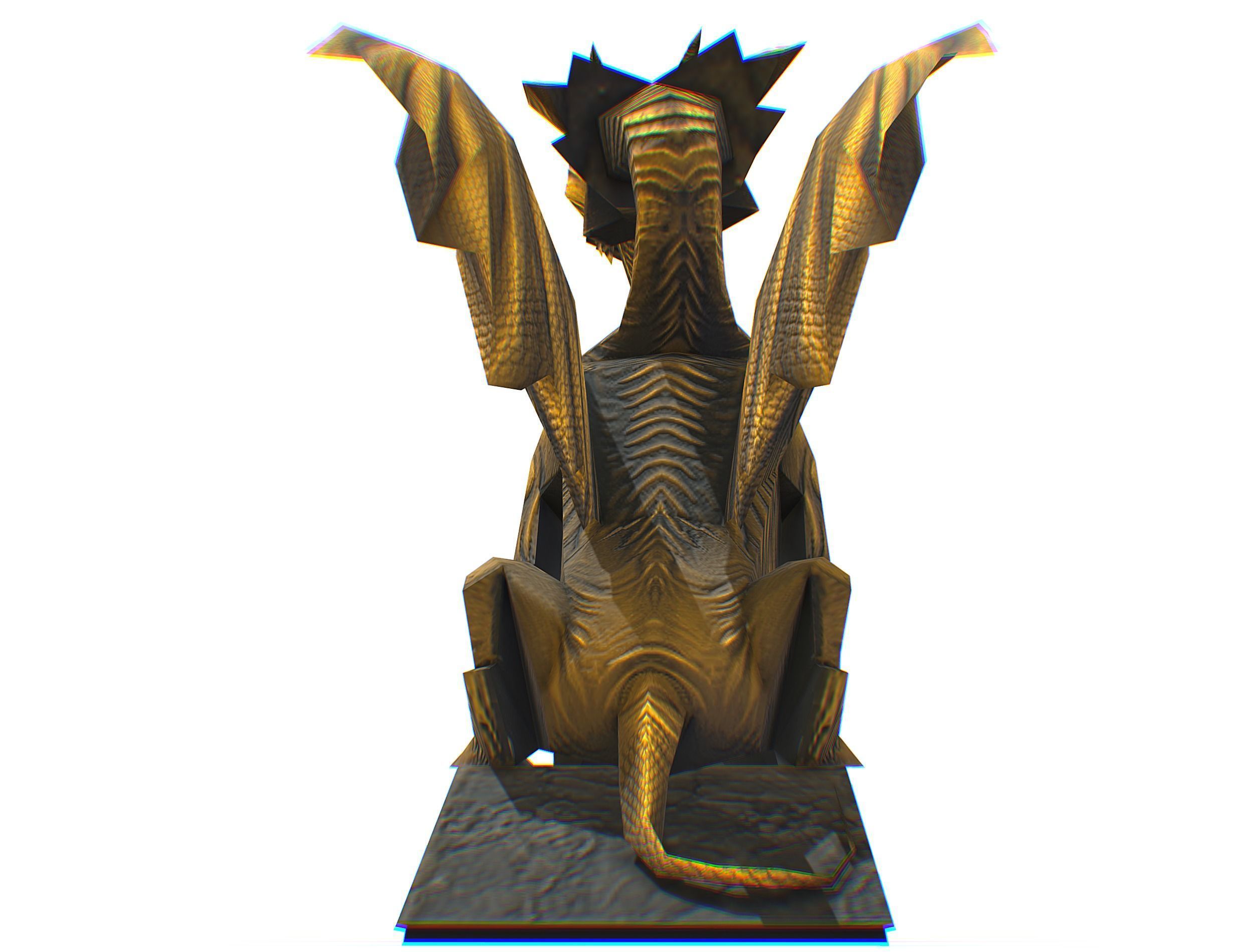 Statue Pedestal of the Golden Dragon Low-poly 3D model_25
