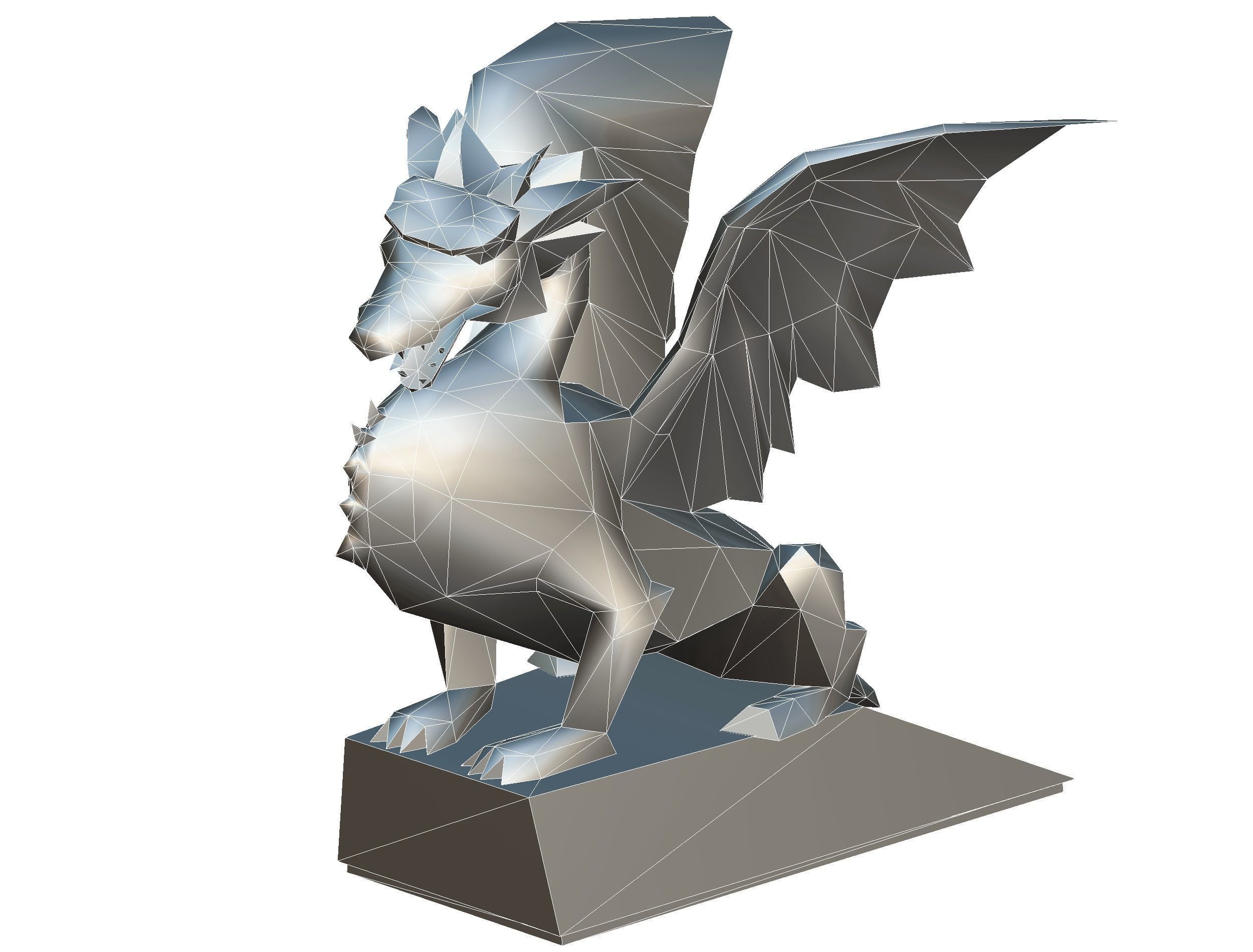 Statue Pedestal of the Golden Dragon Low-poly 3D model_31