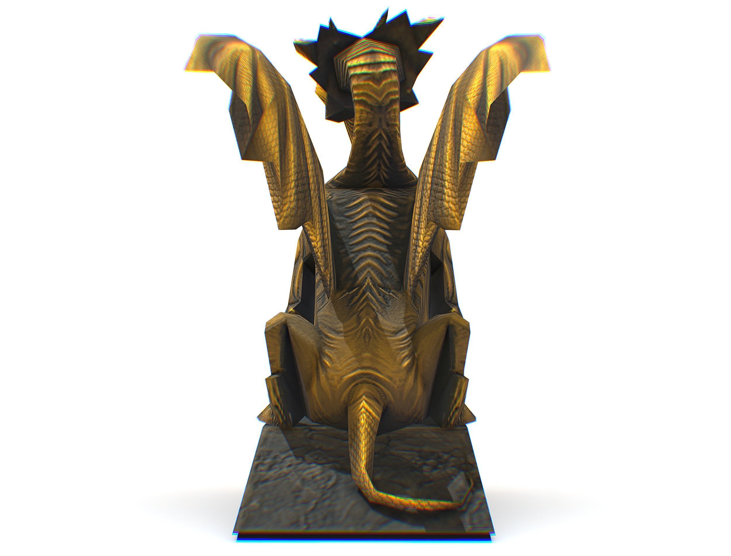 Statue Pedestal of the Golden Dragon Low-poly 3D model_16