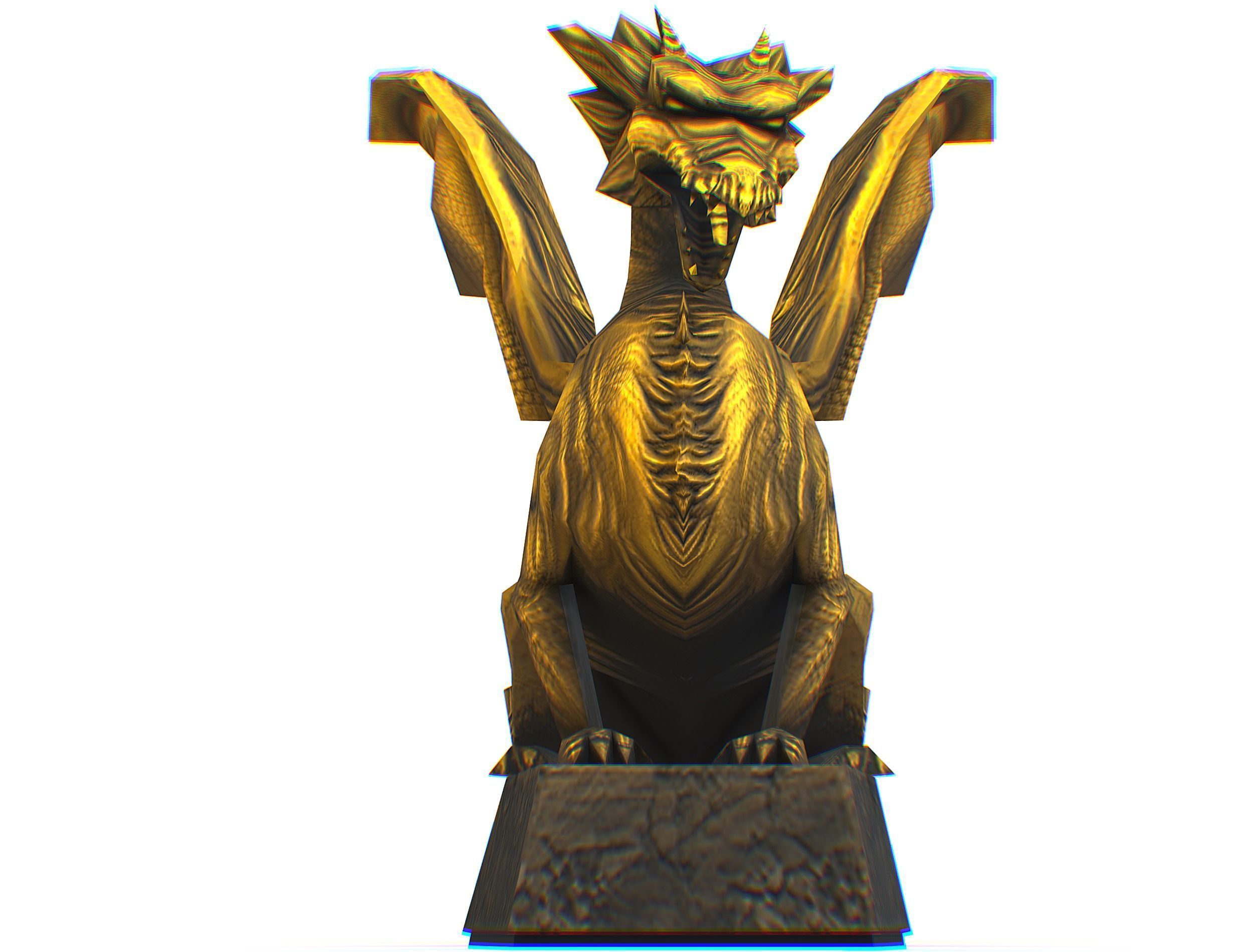 Statue Pedestal of the Golden Dragon Low-poly 3D model_23