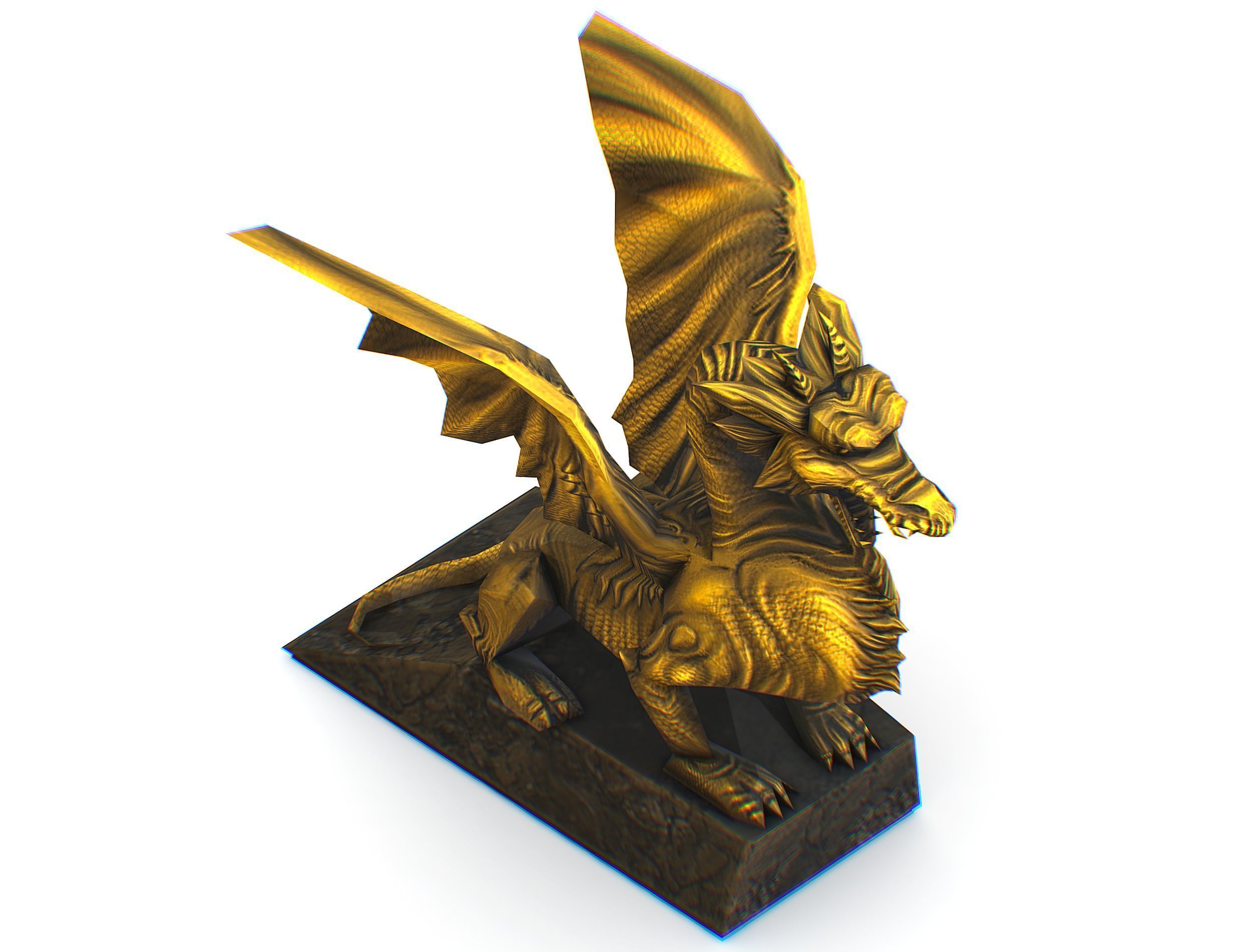 Statue Pedestal of the Golden Dragon Low-poly 3D model_27