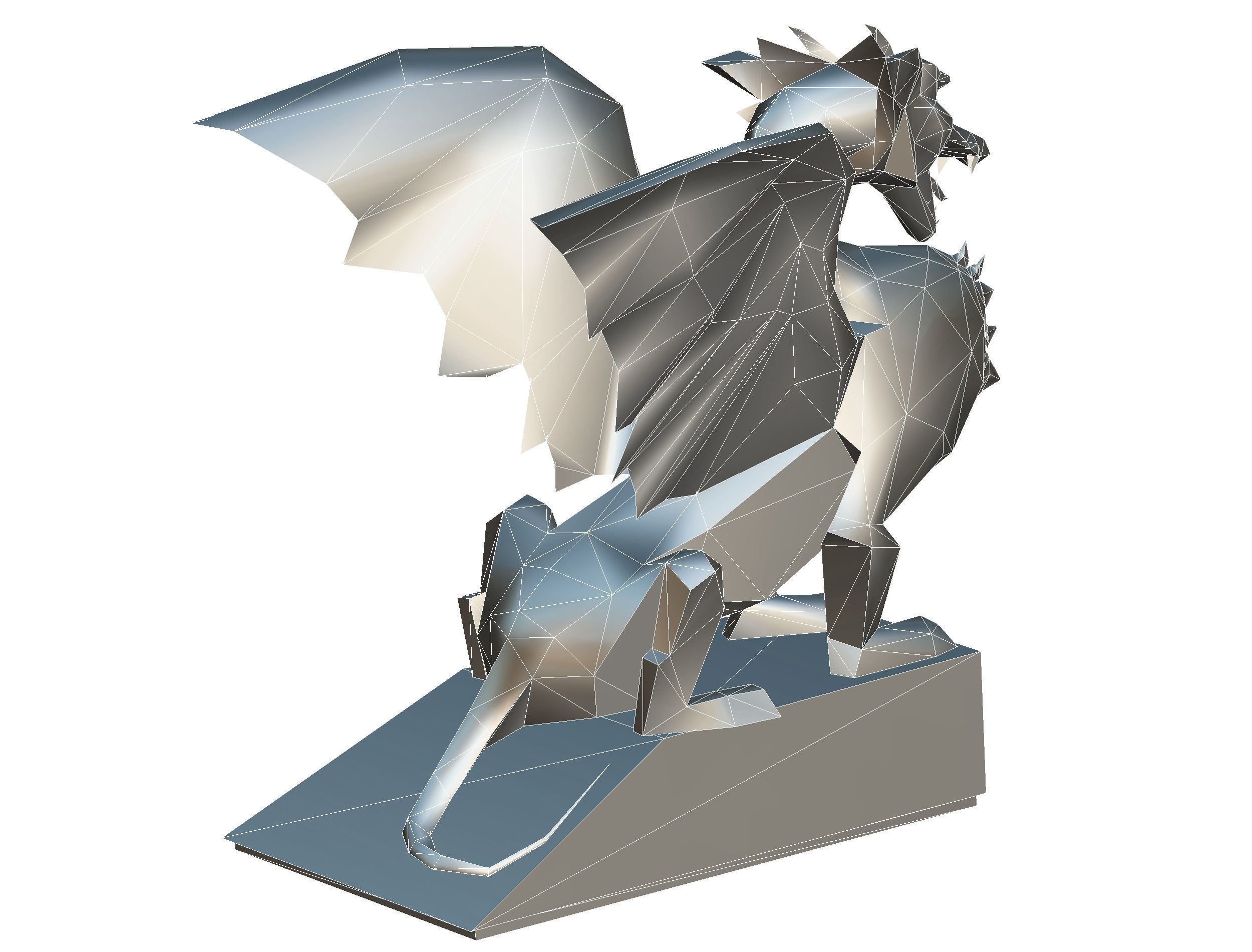 Statue Pedestal of the Golden Dragon Low-poly 3D model_33
