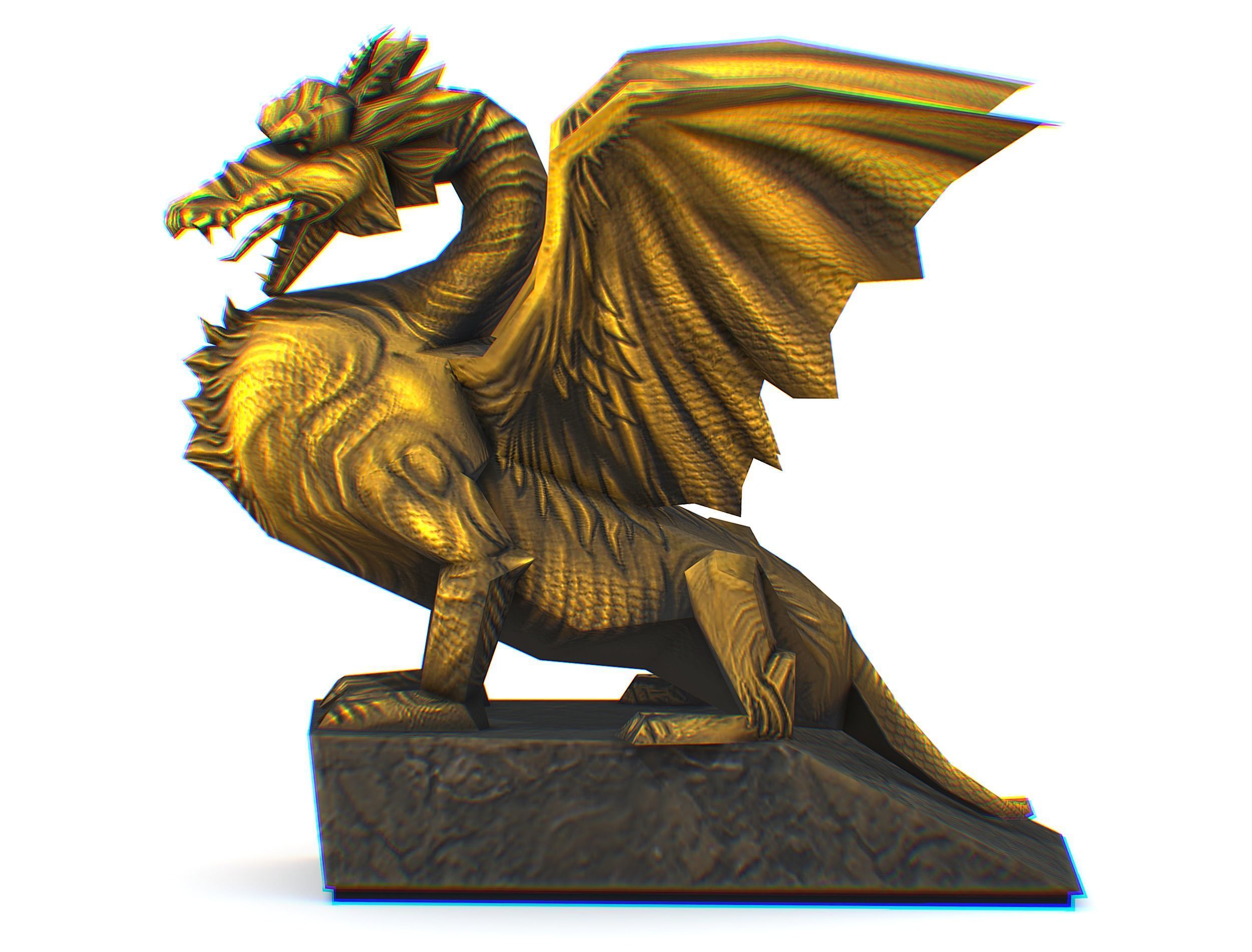 Statue Pedestal of the Golden Dragon Low-poly 3D model_20
