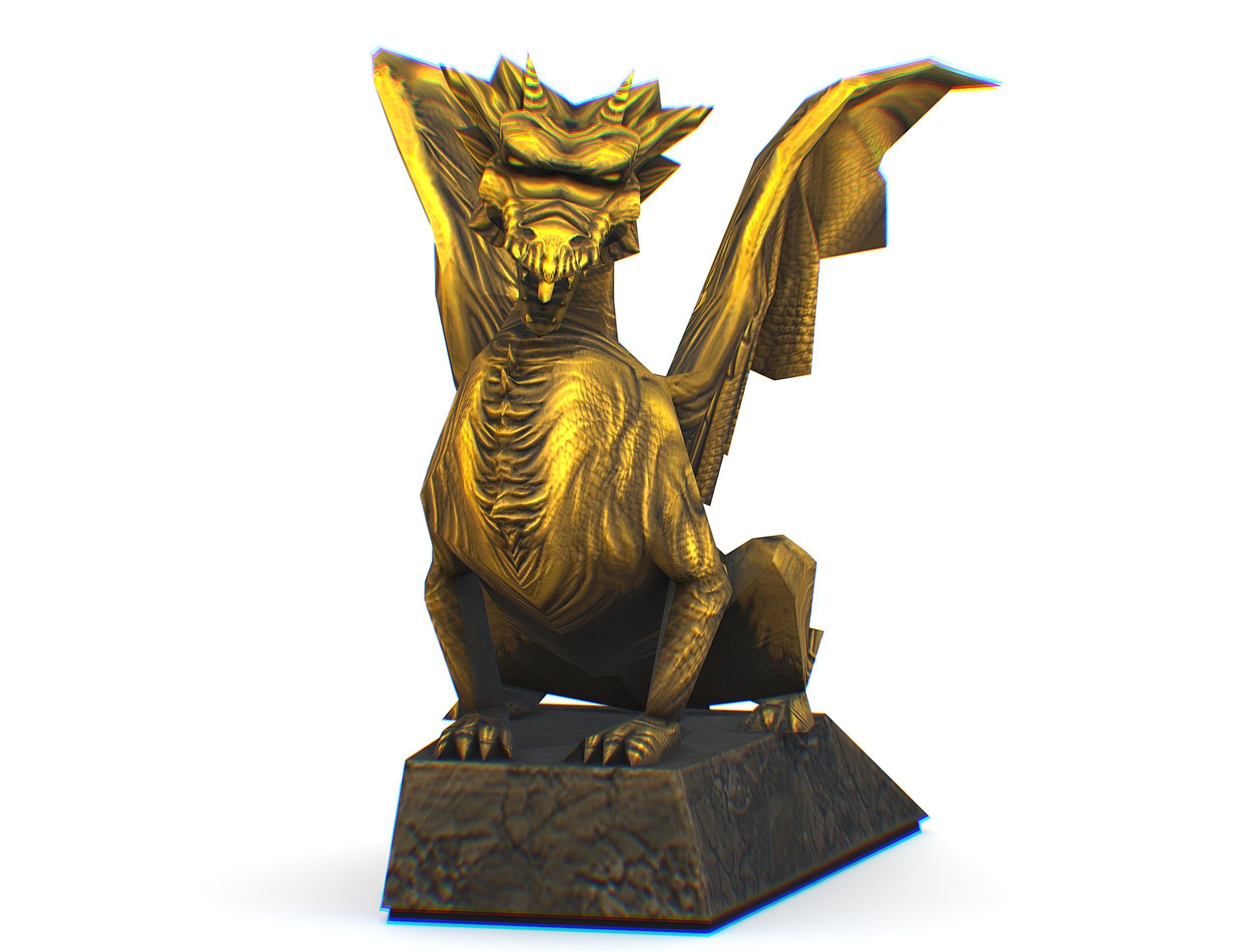Statue Pedestal of the Golden Dragon Low-poly 3D model_3