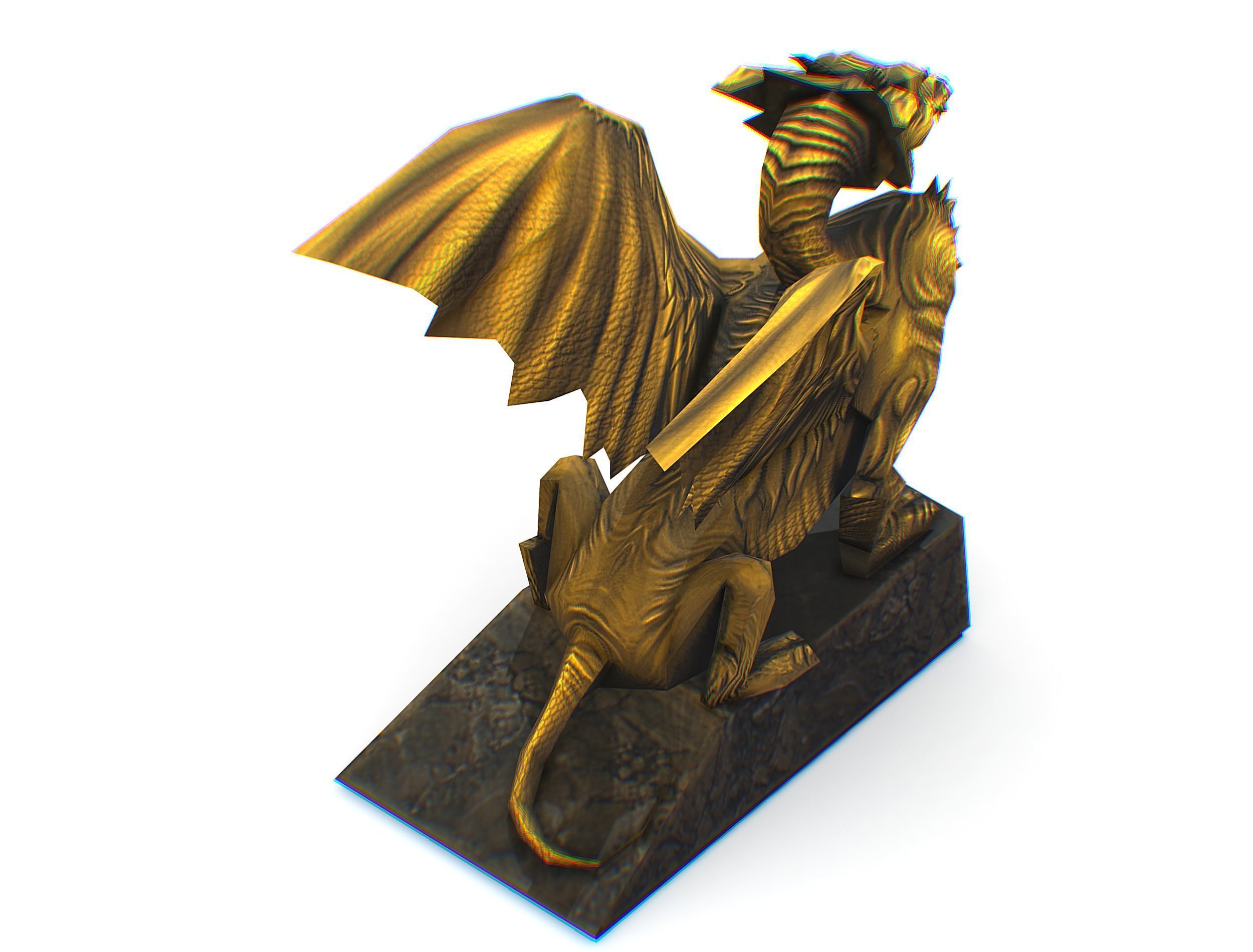 Statue Pedestal of the Golden Dragon Low-poly 3D model_28