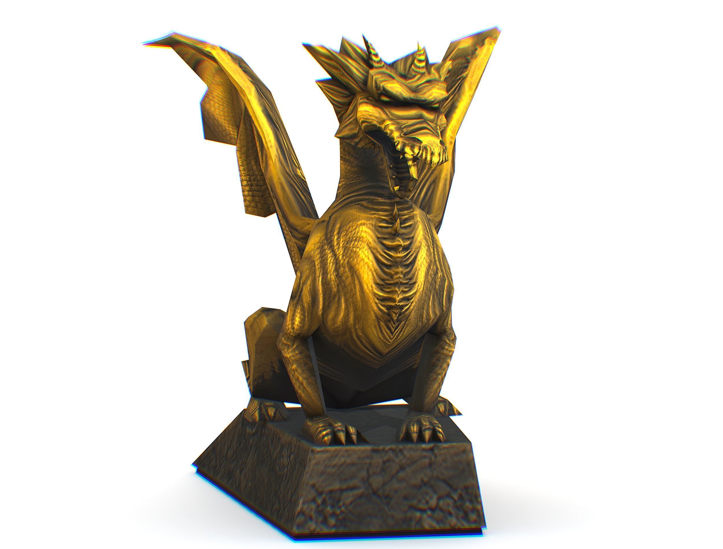 Statue Pedestal of the Golden Dragon Low-poly 3D model_5