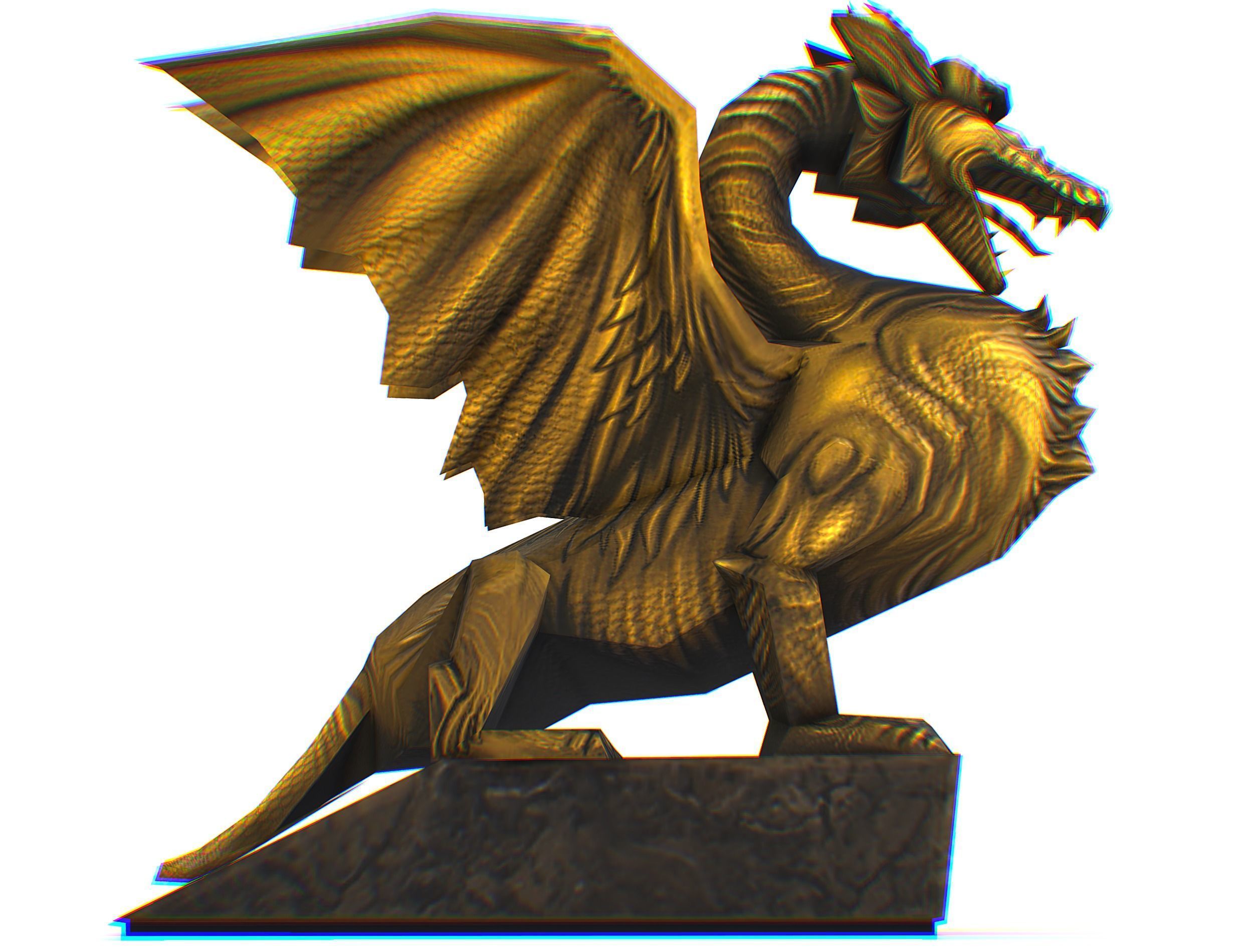 Statue Pedestal of the Golden Dragon Low-poly 3D model_24