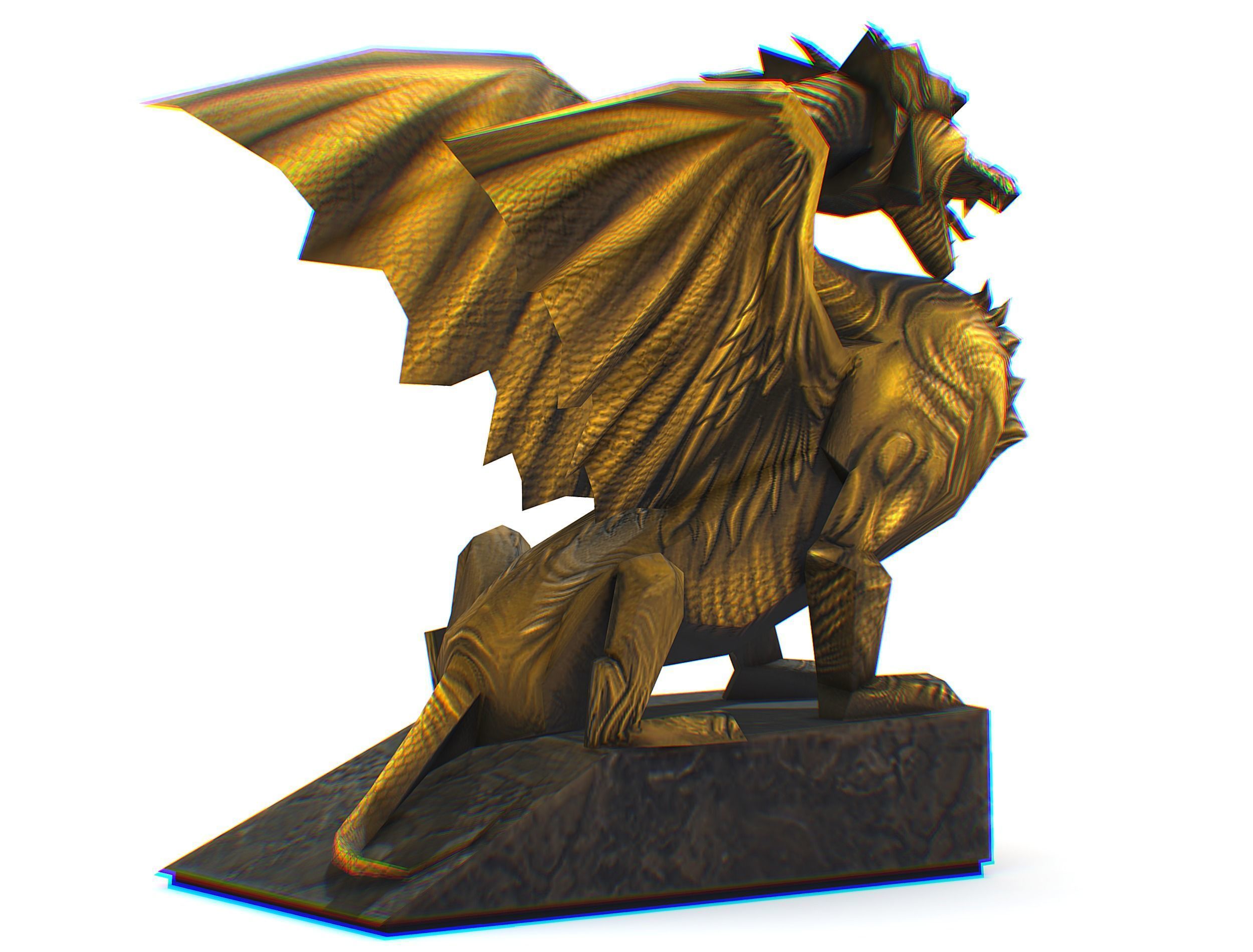 Statue Pedestal of the Golden Dragon Low-poly 3D model_12