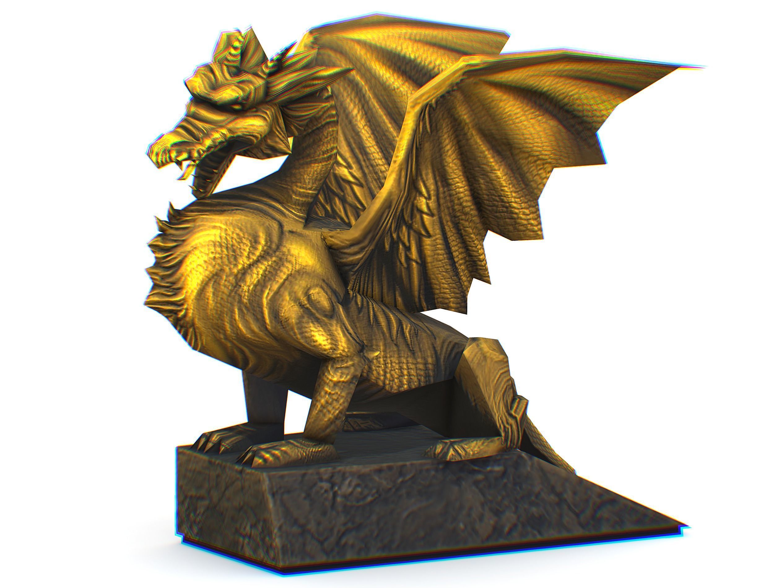 Statue Pedestal of the Golden Dragon Low-poly 3D model_21
