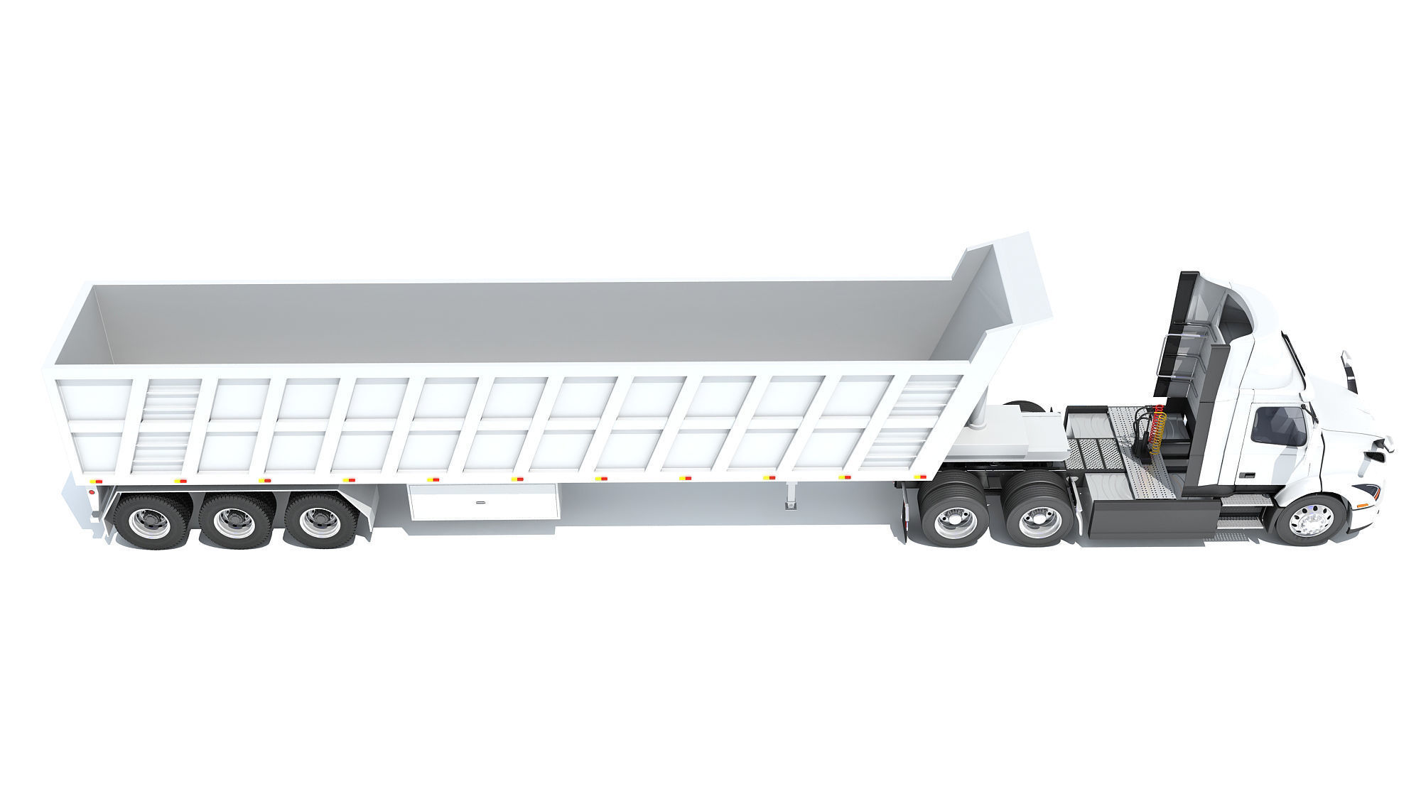Semi Truck with Tipper Trailer 3D model_6