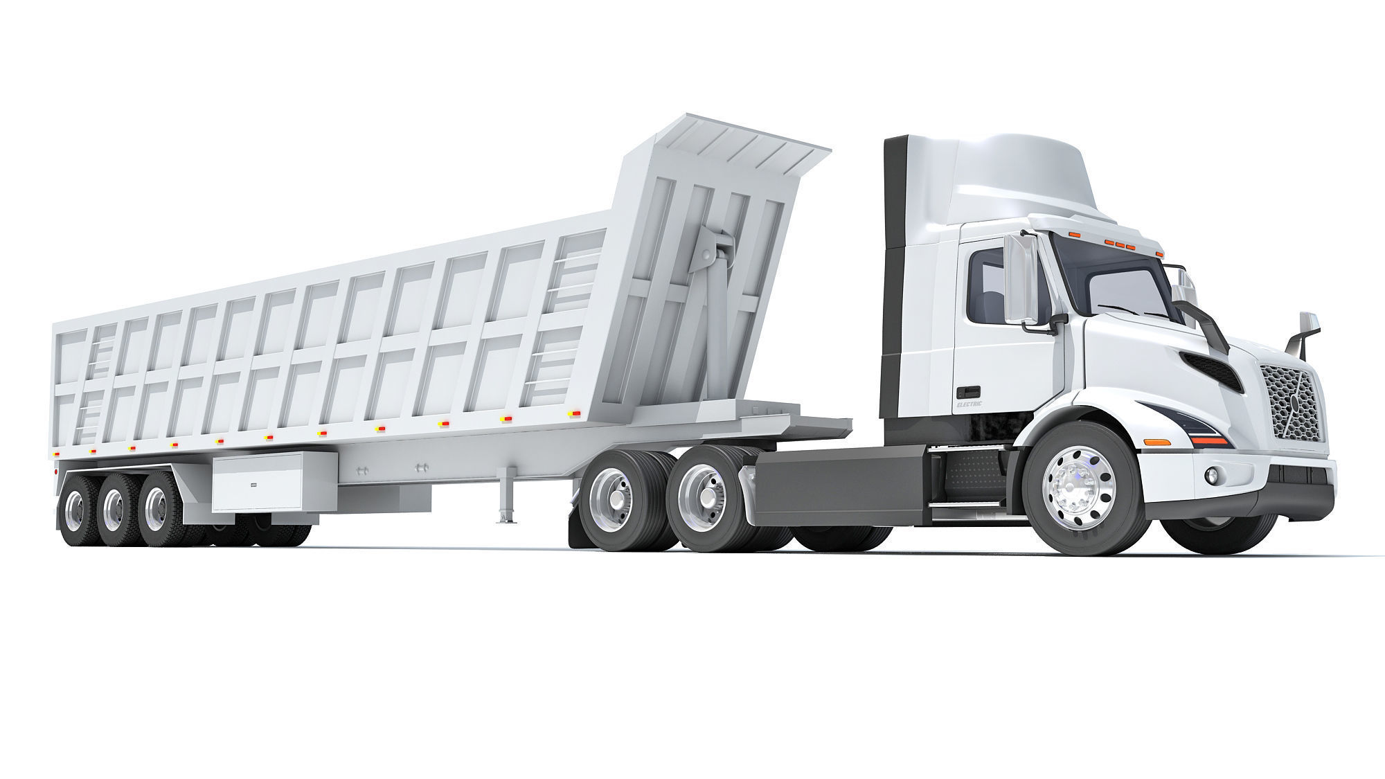 Semi Truck with Tipper Trailer 3D model_9