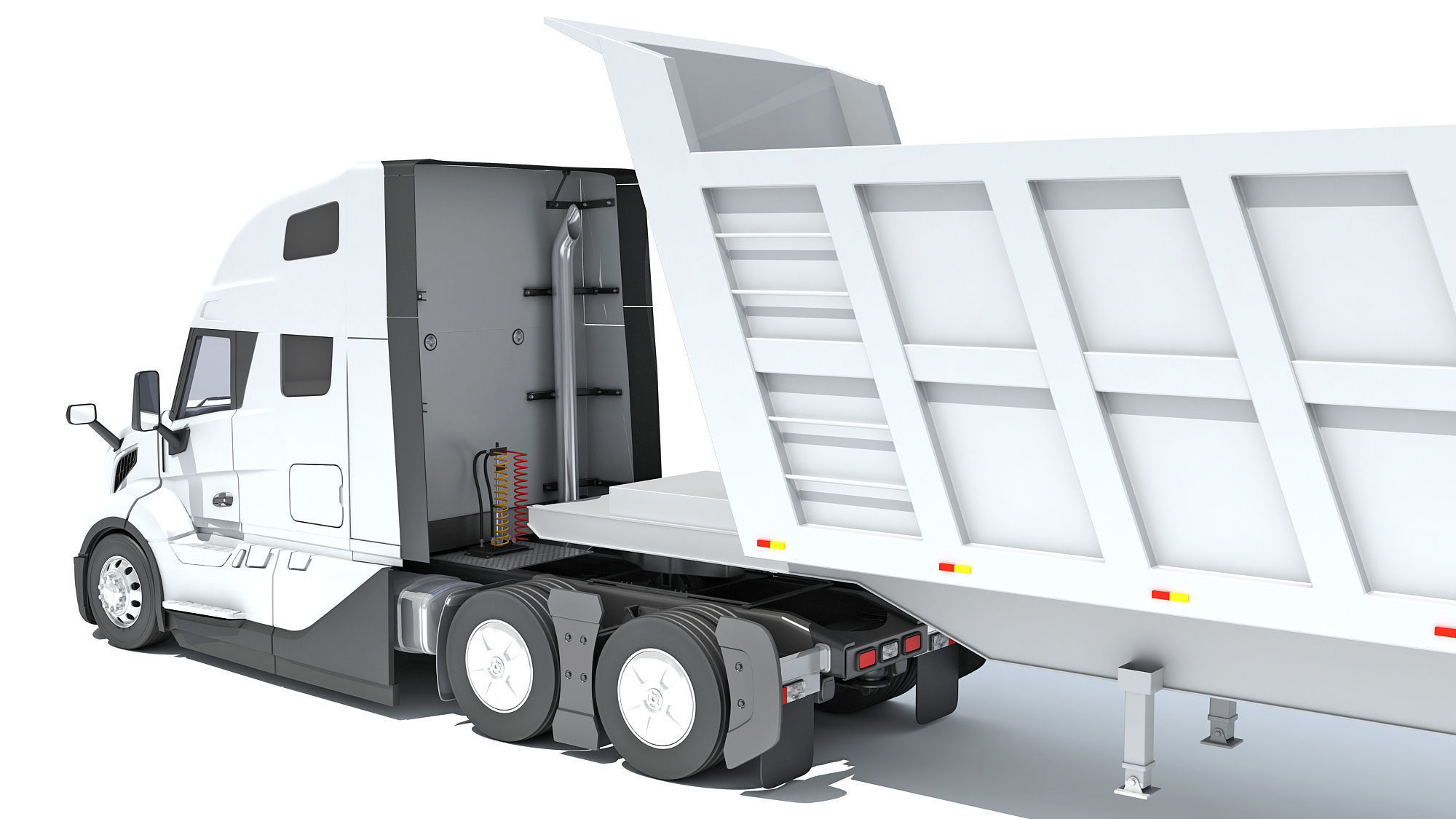 Semi Truck with Tipper Trailer 3D model_13