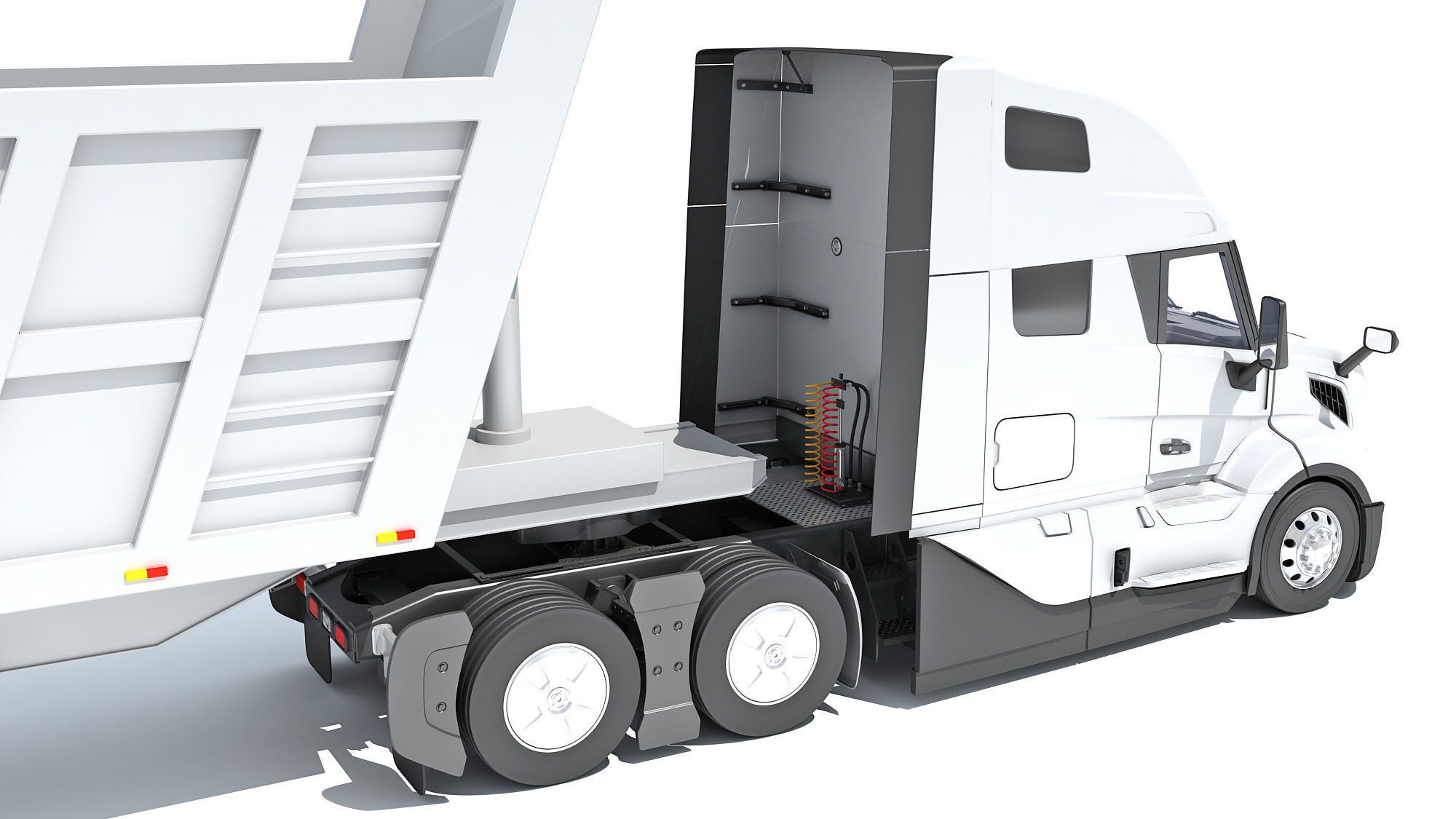 Semi Truck with Tipper Trailer 3D model_16