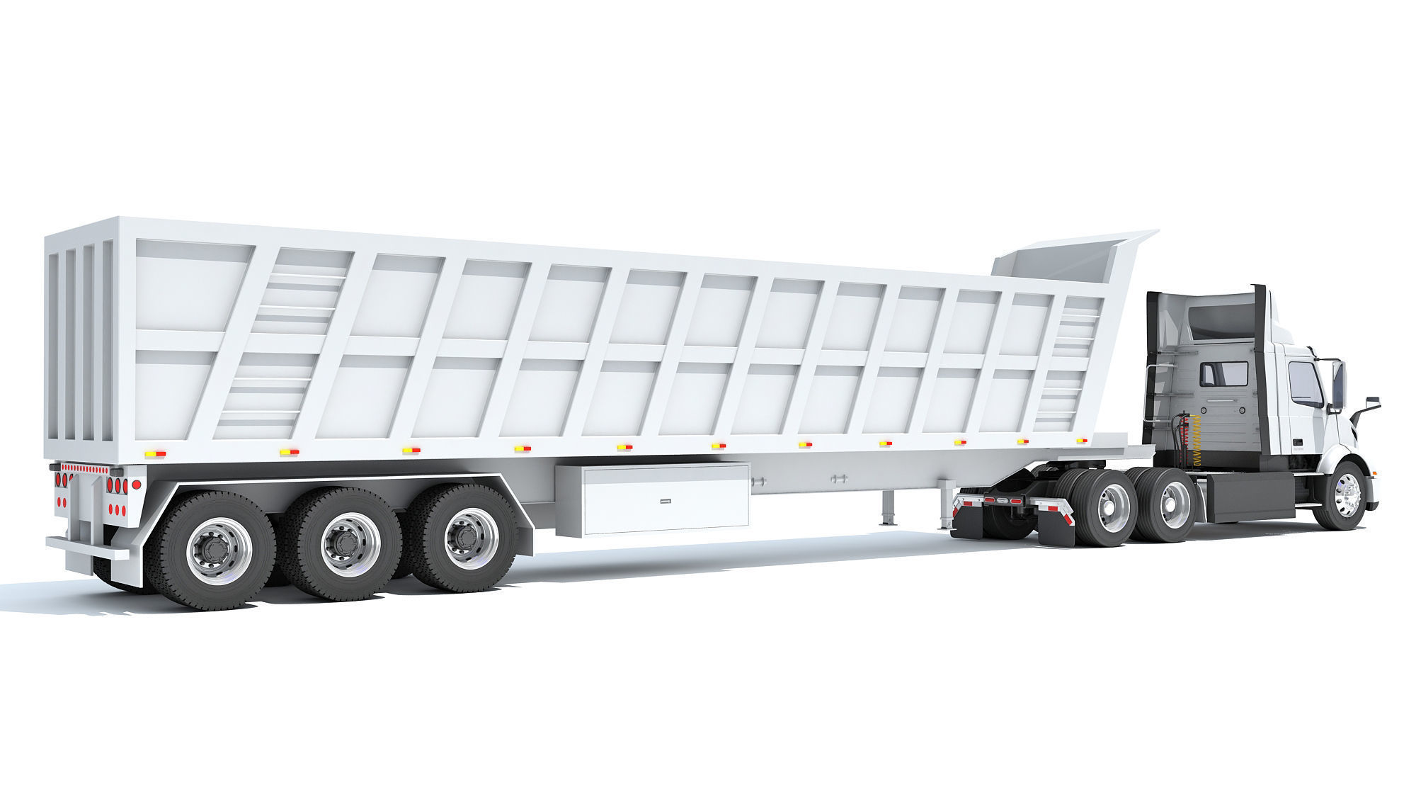 Semi Truck with Tipper Trailer 3D model_4