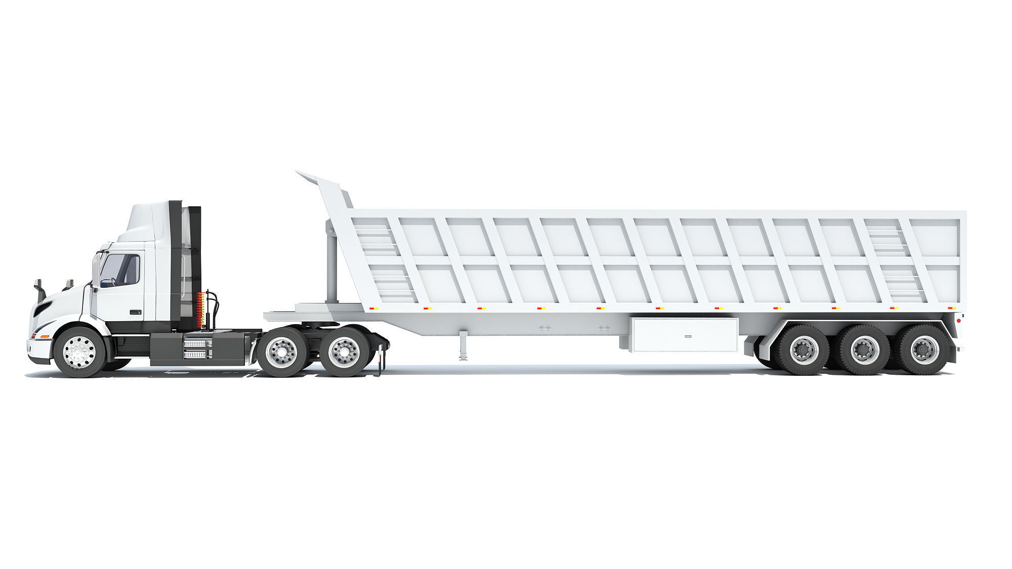 Semi Truck with Tipper Trailer 3D model_1